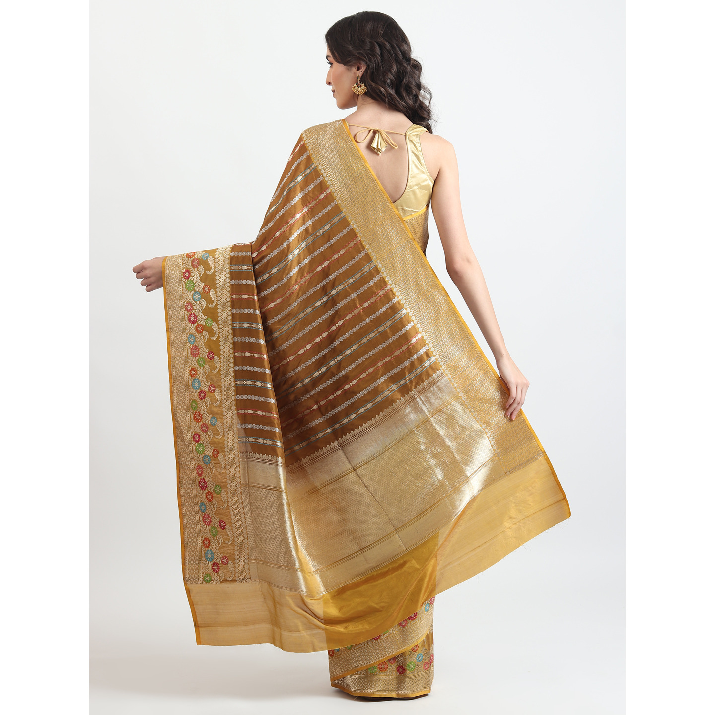 The Weavers Shop By Raavi Brocade Pure Katan Silk Handloom Banarasi Saree With Unstitched Blouse