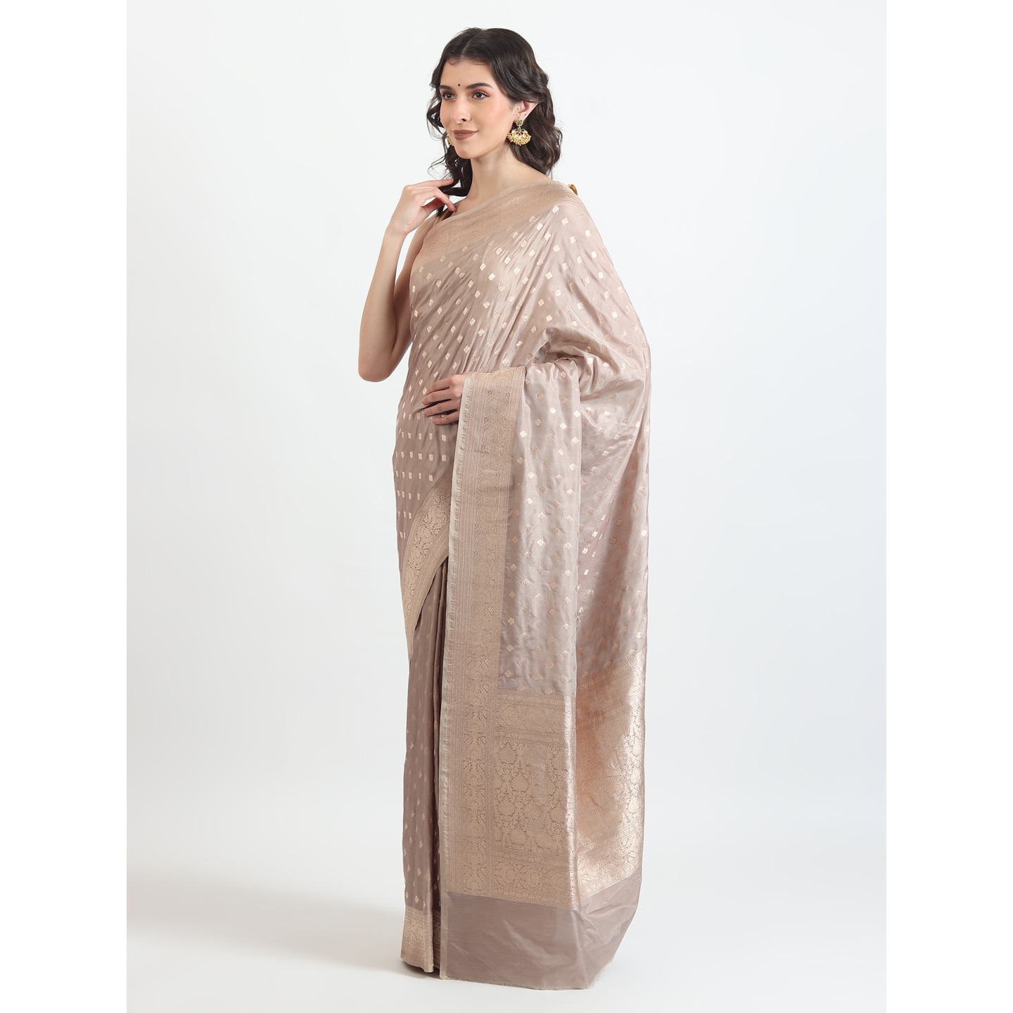 The Weavers Shop By Raavi Brocade Pure Katan Silk Handloom Banarasi Saree With Unstitched Blouse