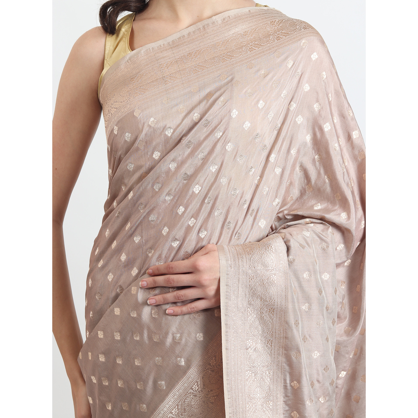 The Weavers Shop By Raavi Brocade Pure Katan Silk Handloom Banarasi Saree With Unstitched Blouse