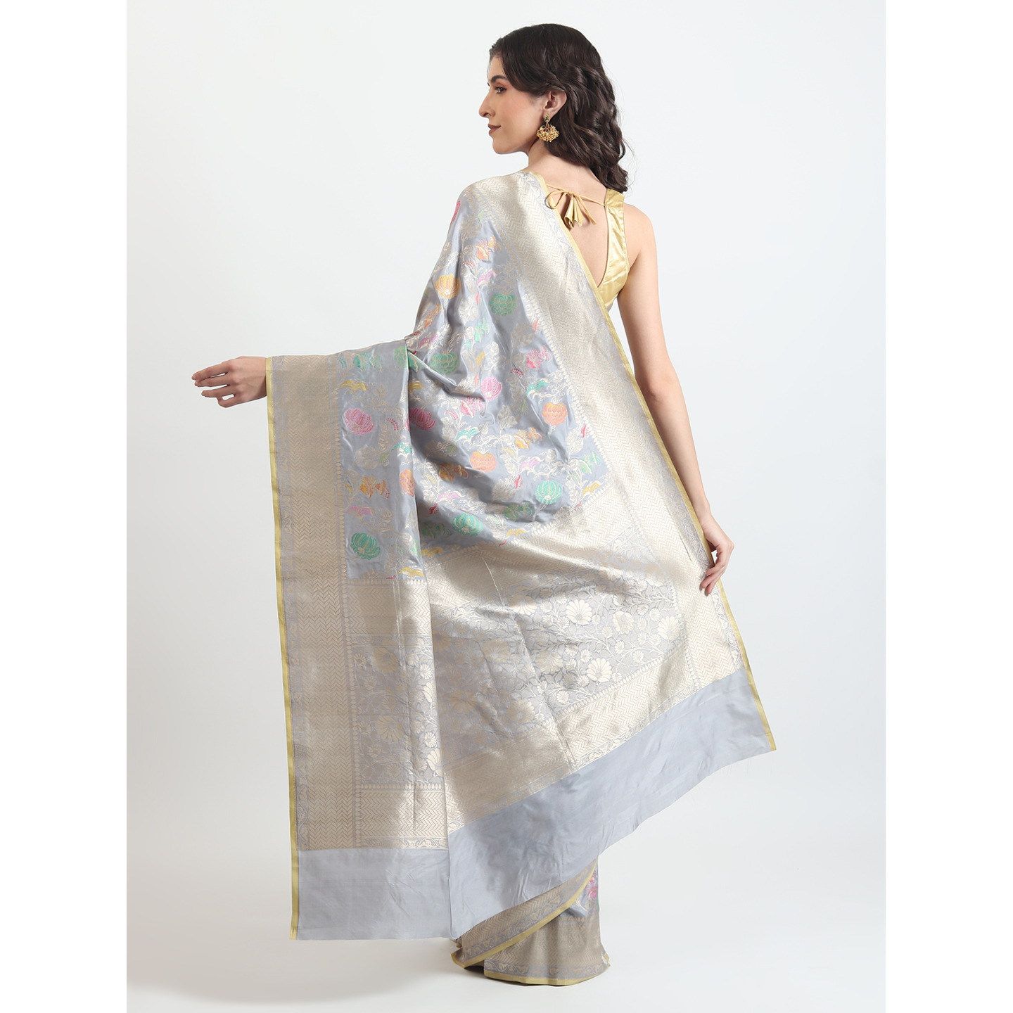 The Weavers Shop By Raavi Brocade Pure Katan Silk Handloom Banarasi Saree With Unstitched Blouse