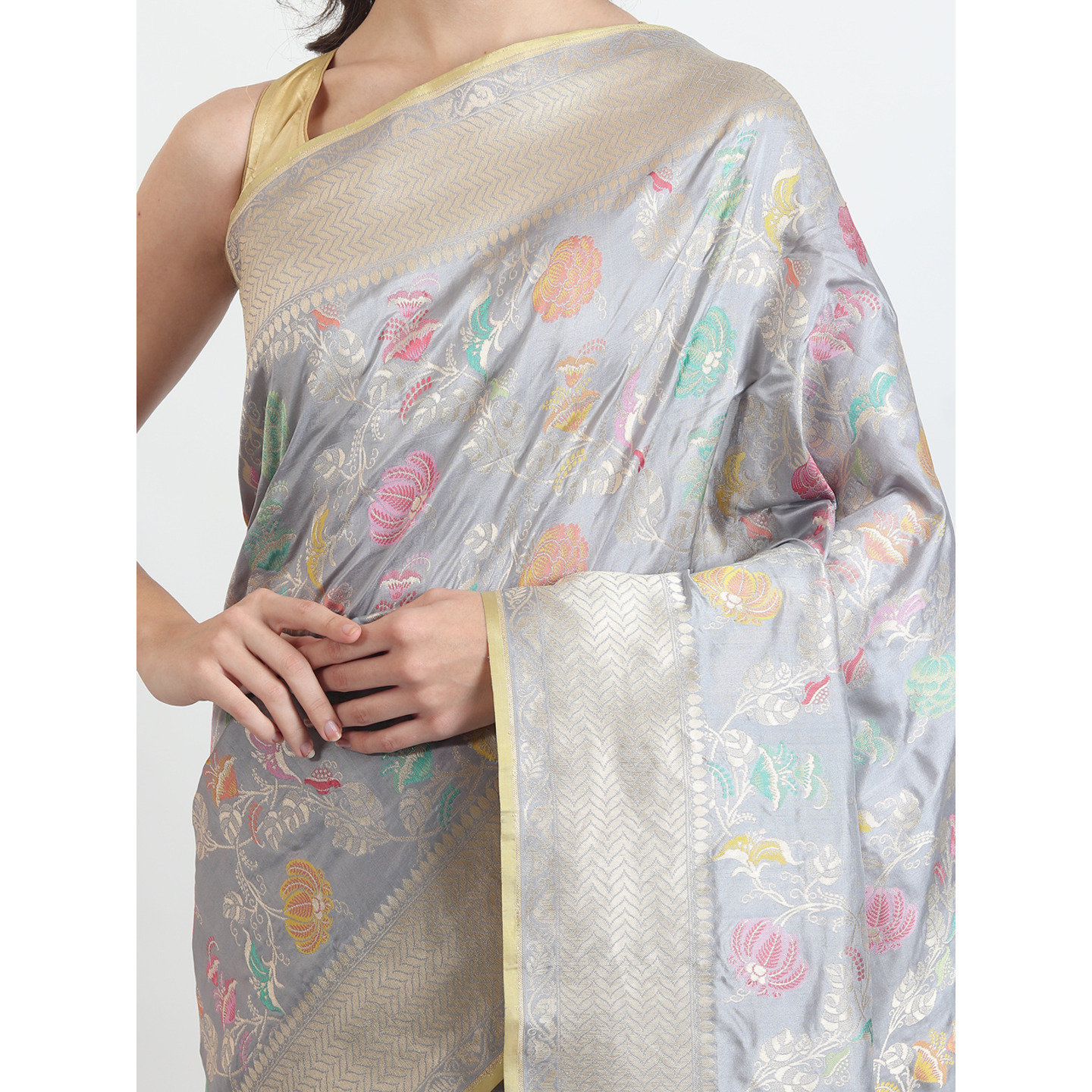 The Weavers Shop By Raavi Brocade Pure Katan Silk Handloom Banarasi Saree With Unstitched Blouse