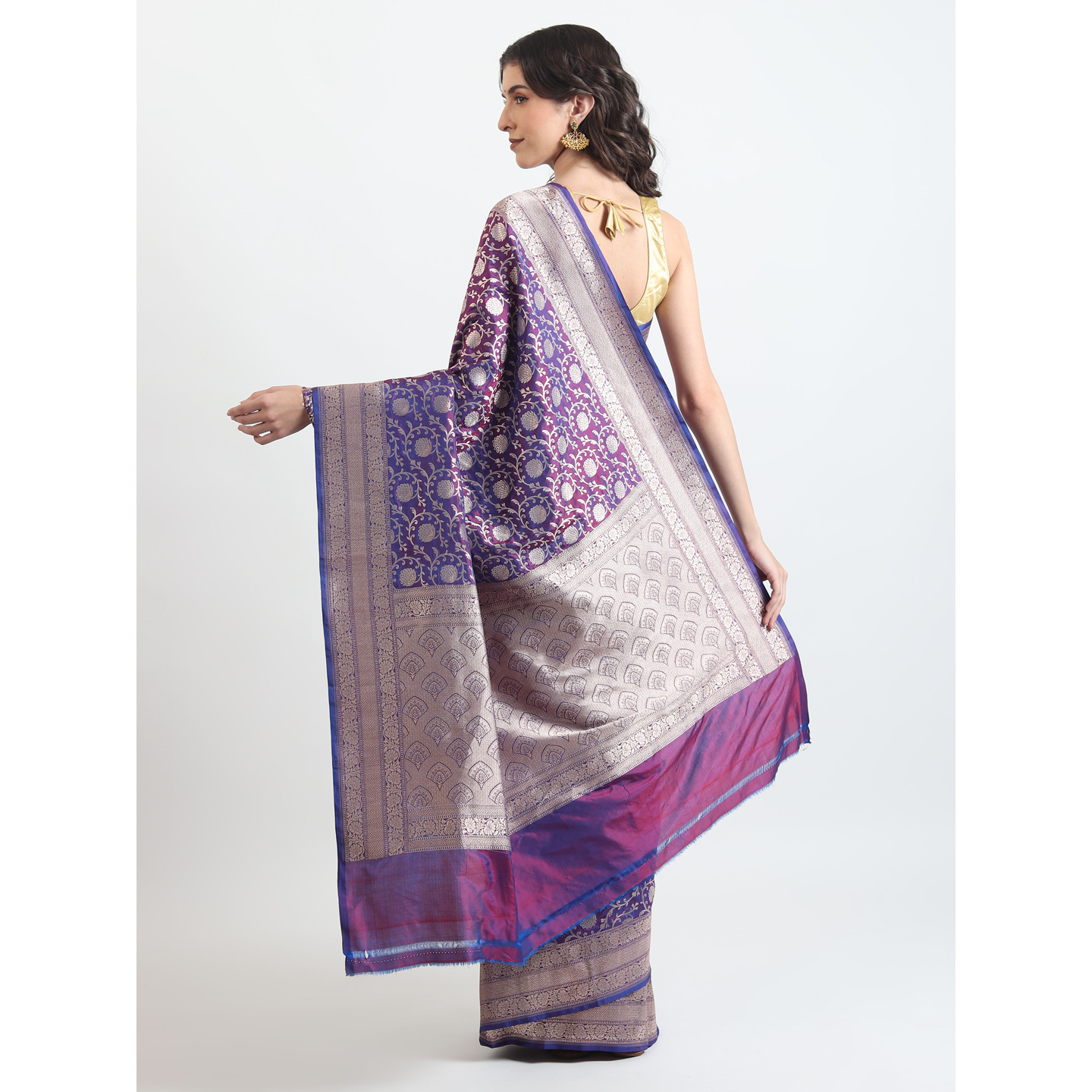 The Weavers Shop By Raavi Brocade Pure Katan Silk Handloom Banarasi Saree With Unstitched Blouse