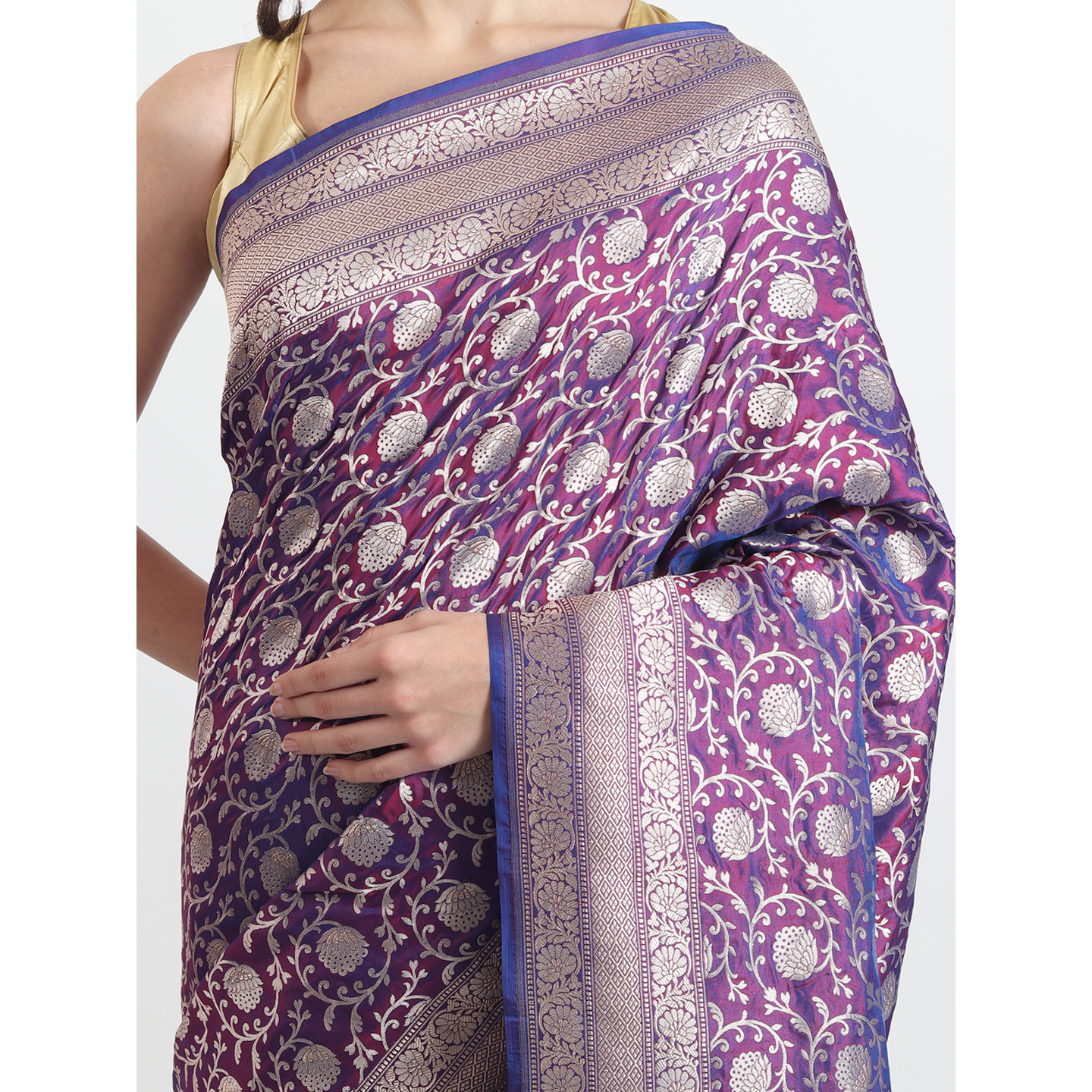The Weavers Shop By Raavi Brocade Pure Katan Silk Handloom Banarasi Saree With Unstitched Blouse