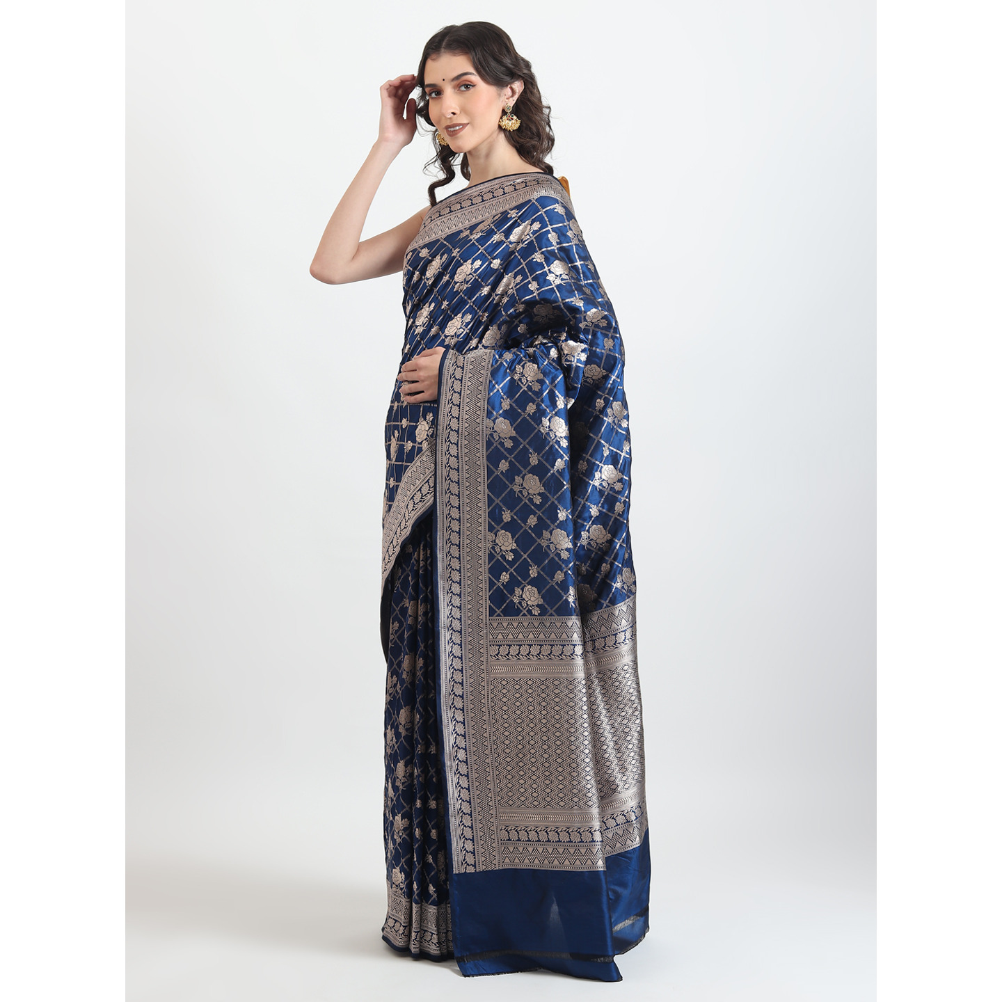 The Weavers Shop By Raavi Brocade Pure Katan Silk Handloom Banarasi Saree With Unstitched Blouse