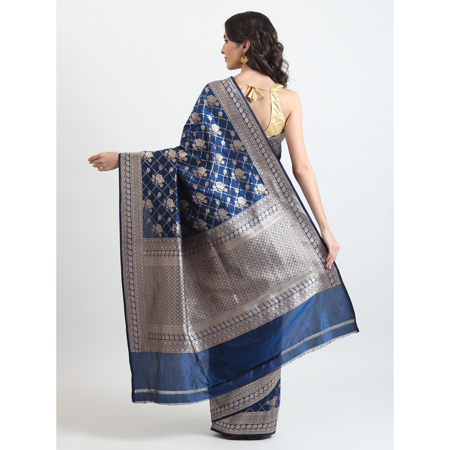 The Weavers Shop By Raavi Brocade Pure Katan Silk Handloom Banarasi Saree With Unstitched Blouse