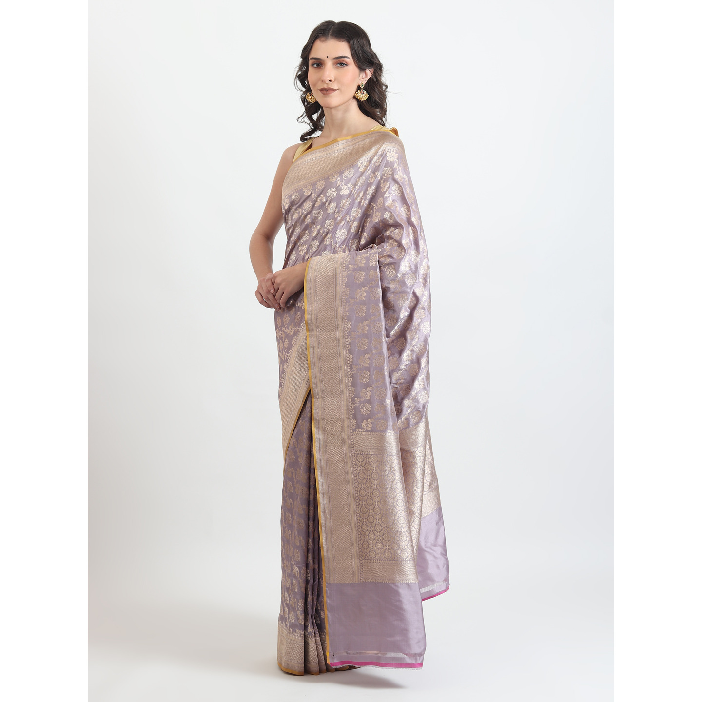 The Weavers Shop By Raavi Brocade Pure Katan Silk Handloom Banarasi Saree With Unstitched Blouse