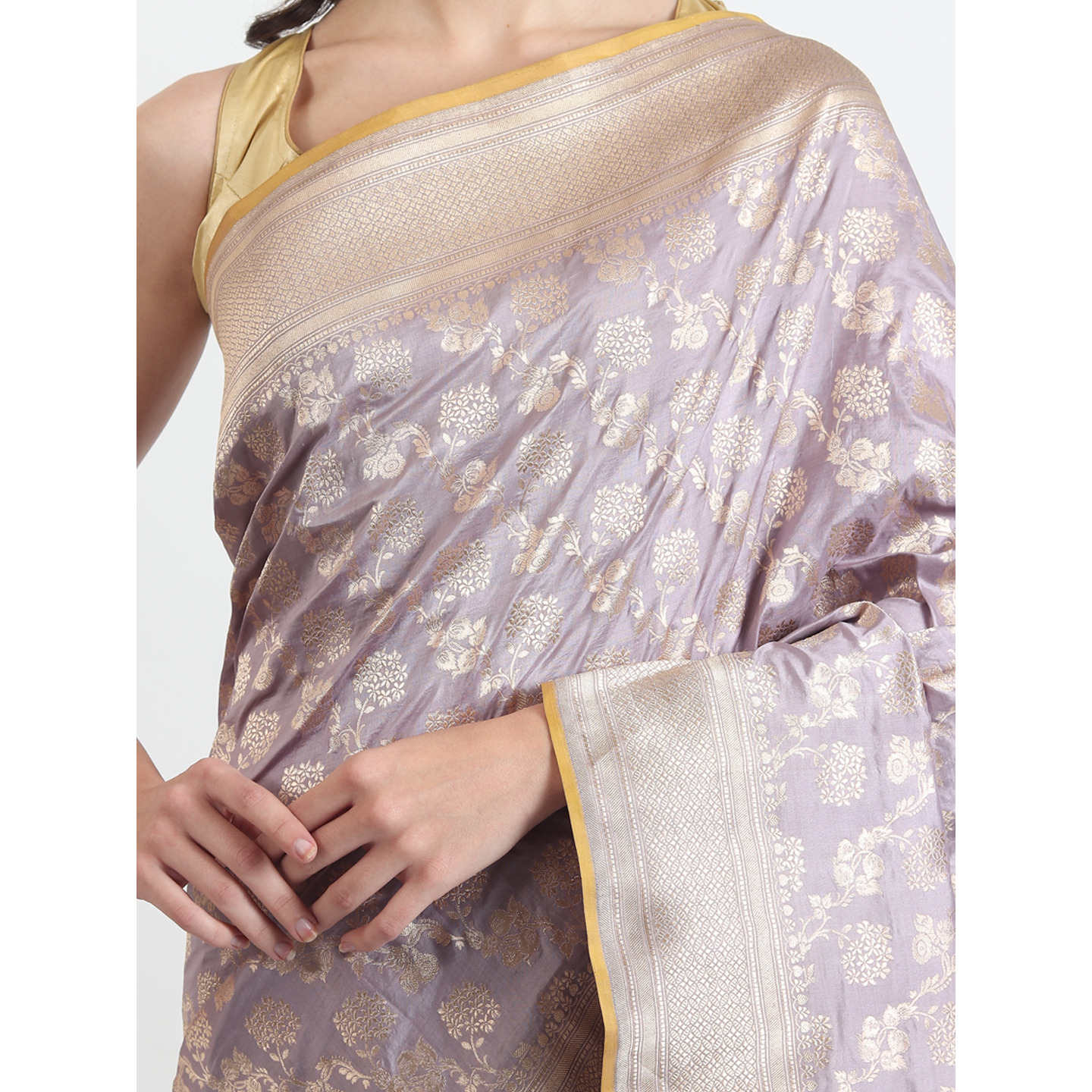 The Weavers Shop By Raavi Brocade Pure Katan Silk Handloom Banarasi Saree With Unstitched Blouse
