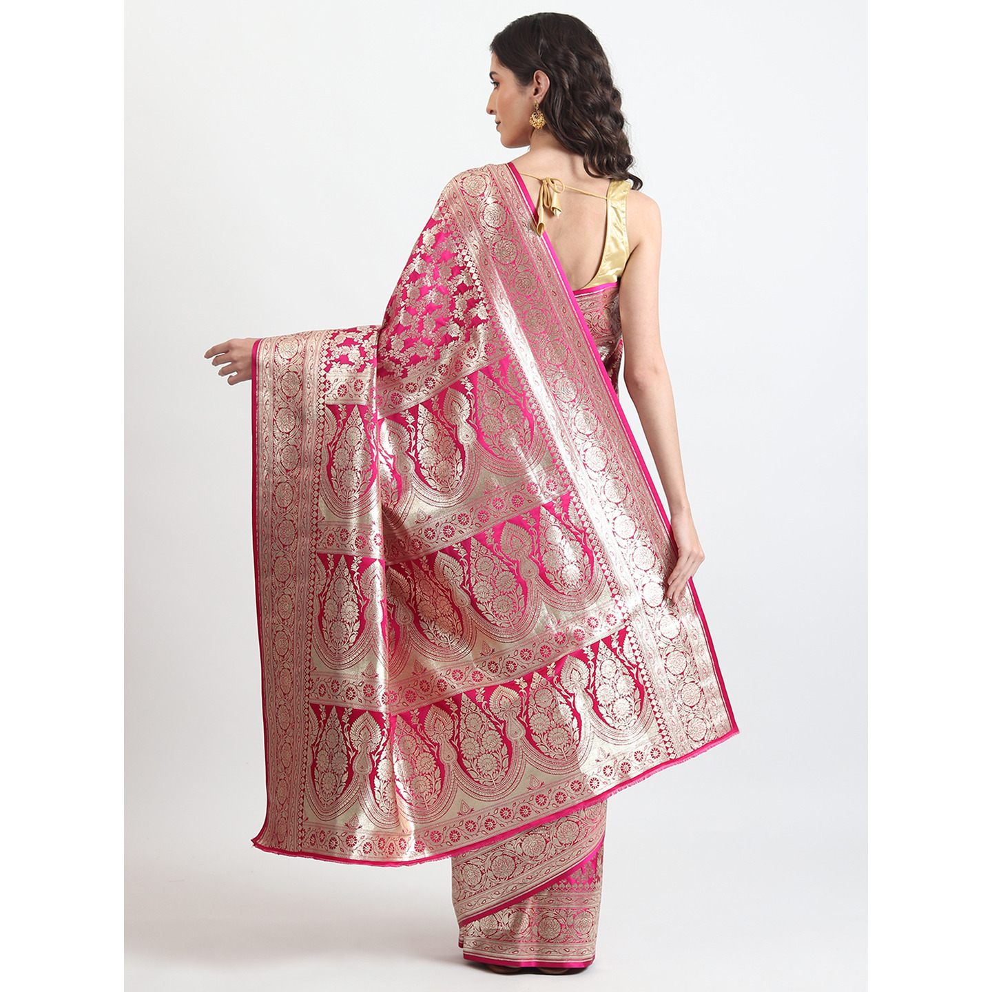 The Weavers Shop By Raavi Brocade Pure Silk Handloom Banarasi Saree With Unstitched Blouse