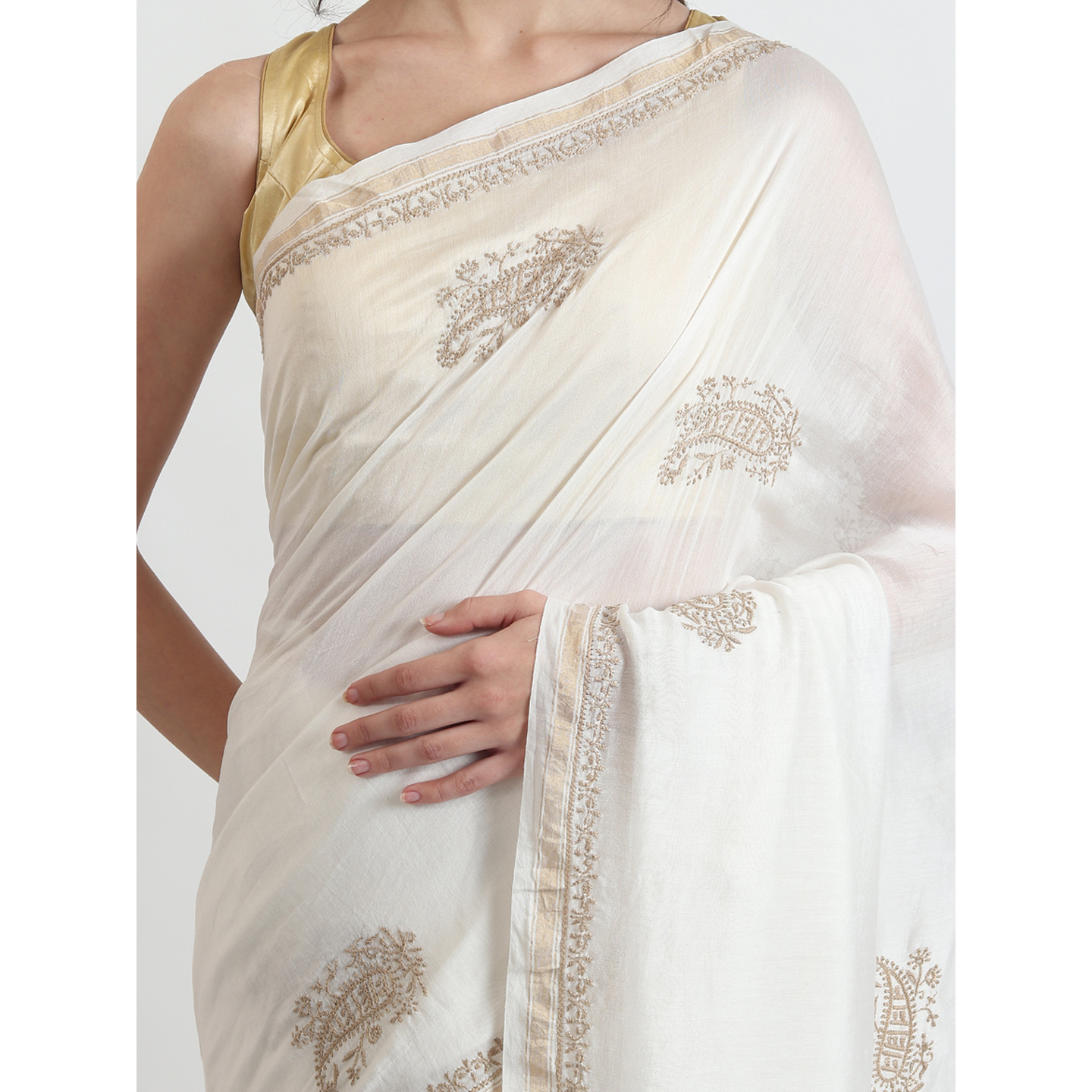 The Weavers Shop By Raavi Chanderi Mul Cotton Indian Wear Handcrafted Embroidery Saree