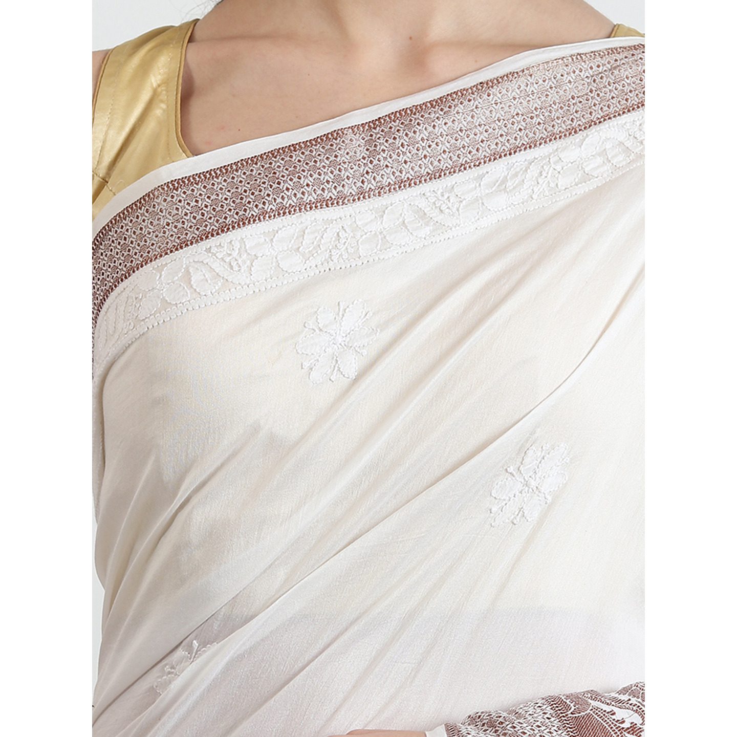 The Weavers Shop By Raavi Chikankari Work Chanderi Saree