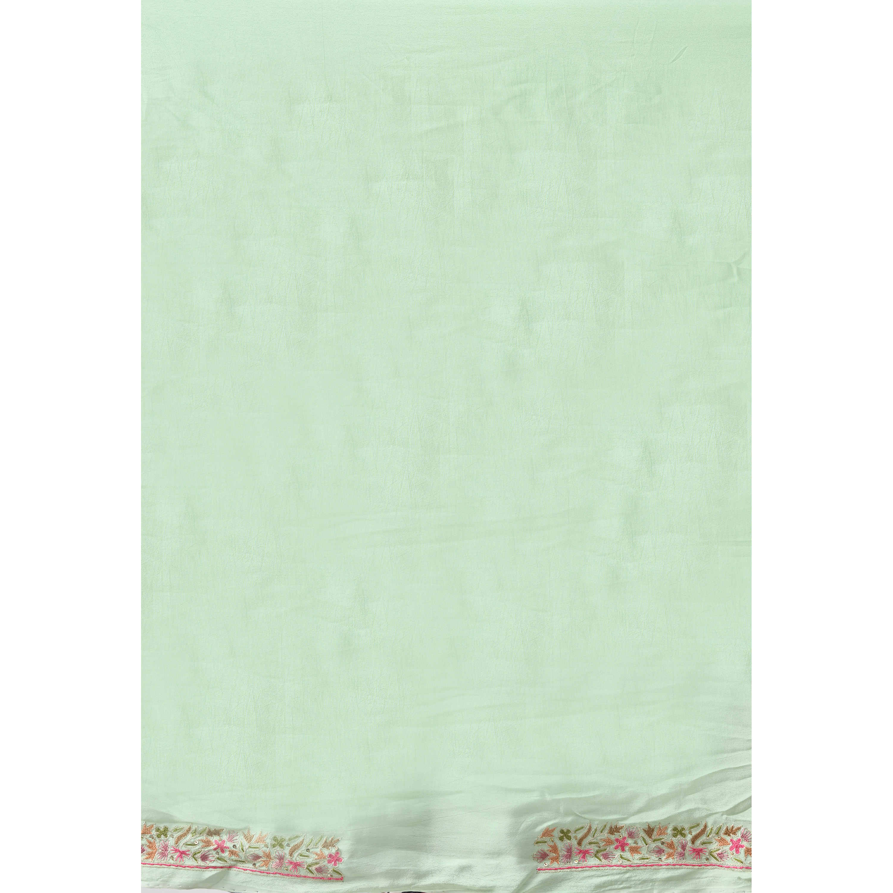 The Weavers Shop By Raavi Pure Crepe Tilla Thread Handwork Saree Sea Green