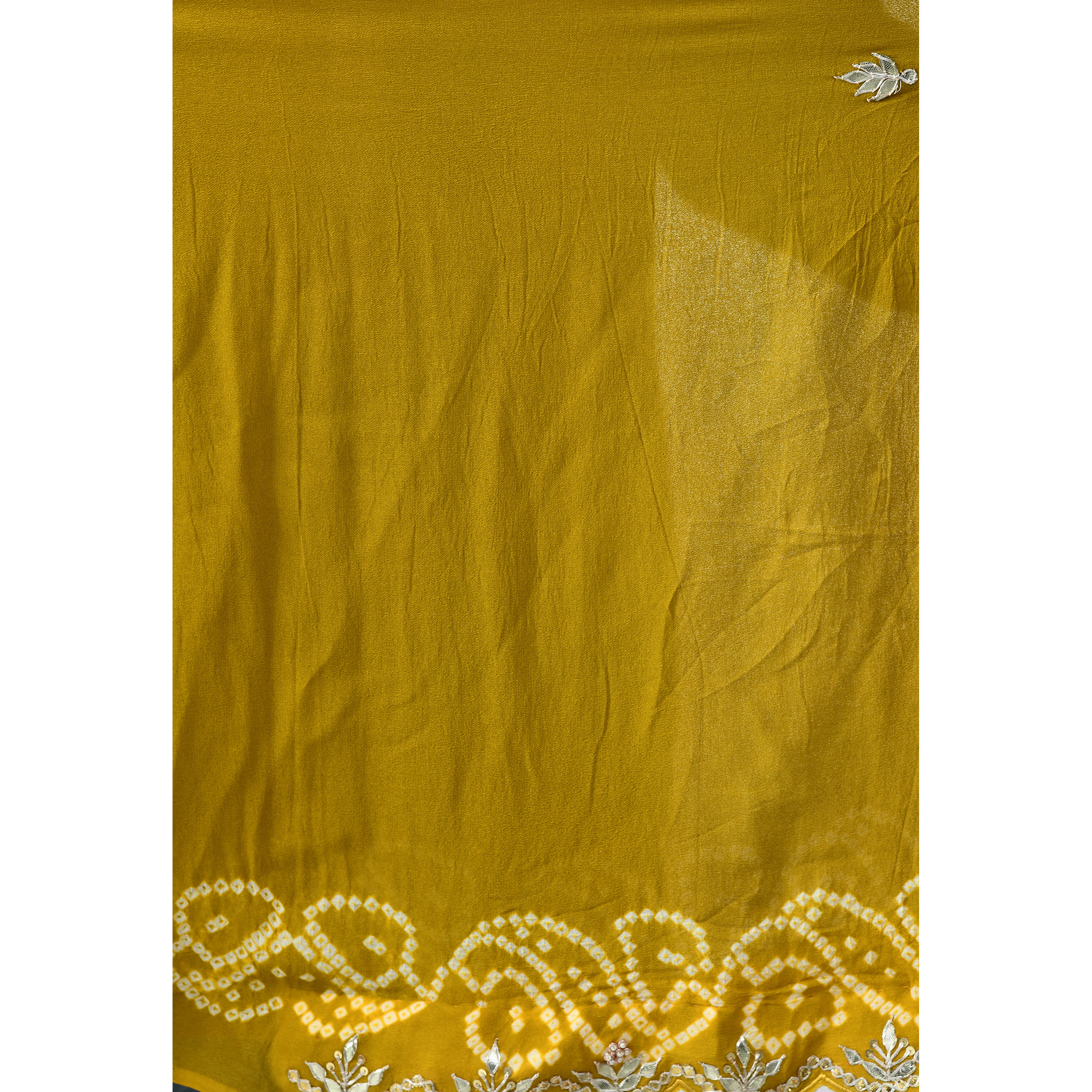 The Weavers Shop By Raavi Pure Chiffon Bandhani Silk Saree Yellow