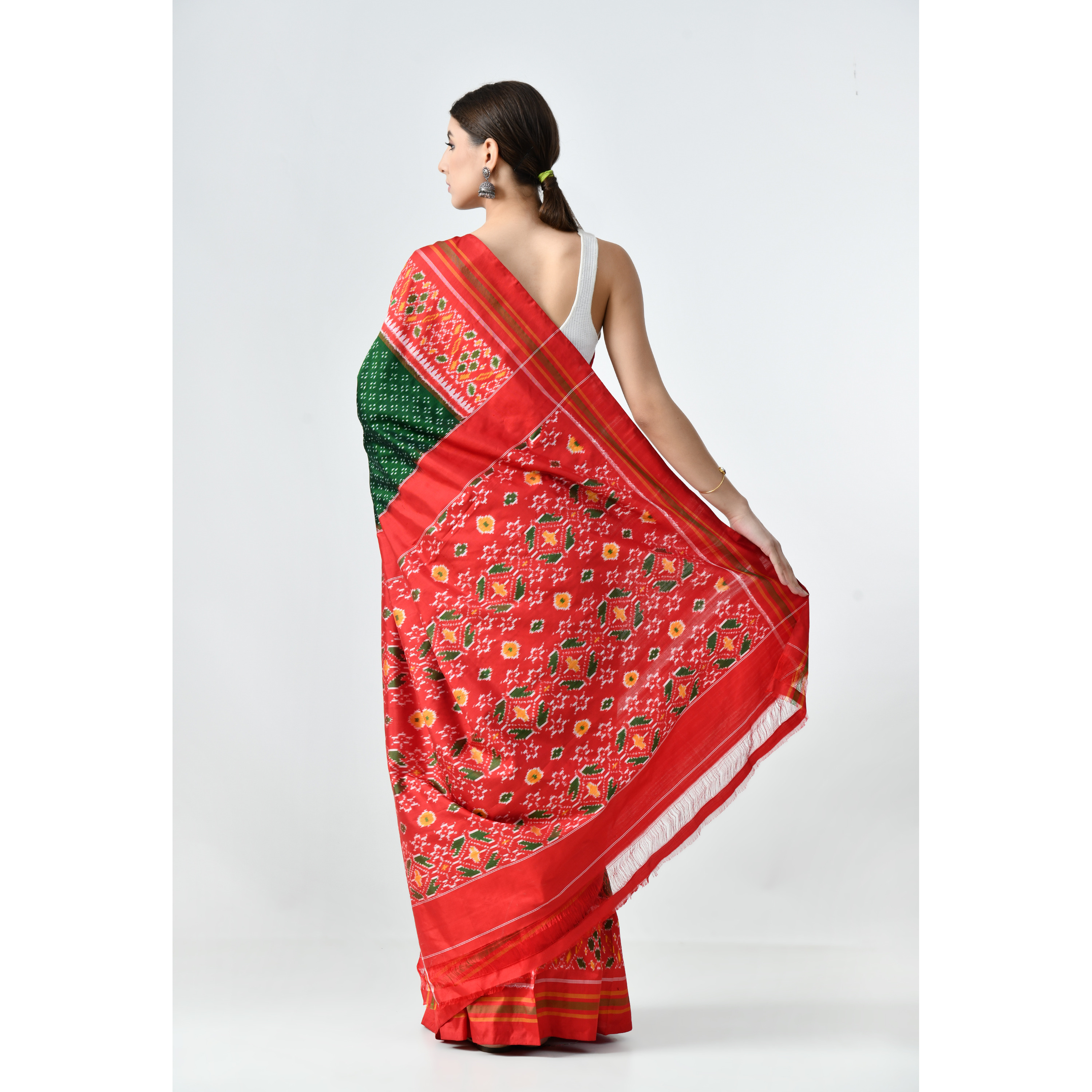 The Weavers Shop By Raavi Ikkat Patola Work Mulberry Silk Saree