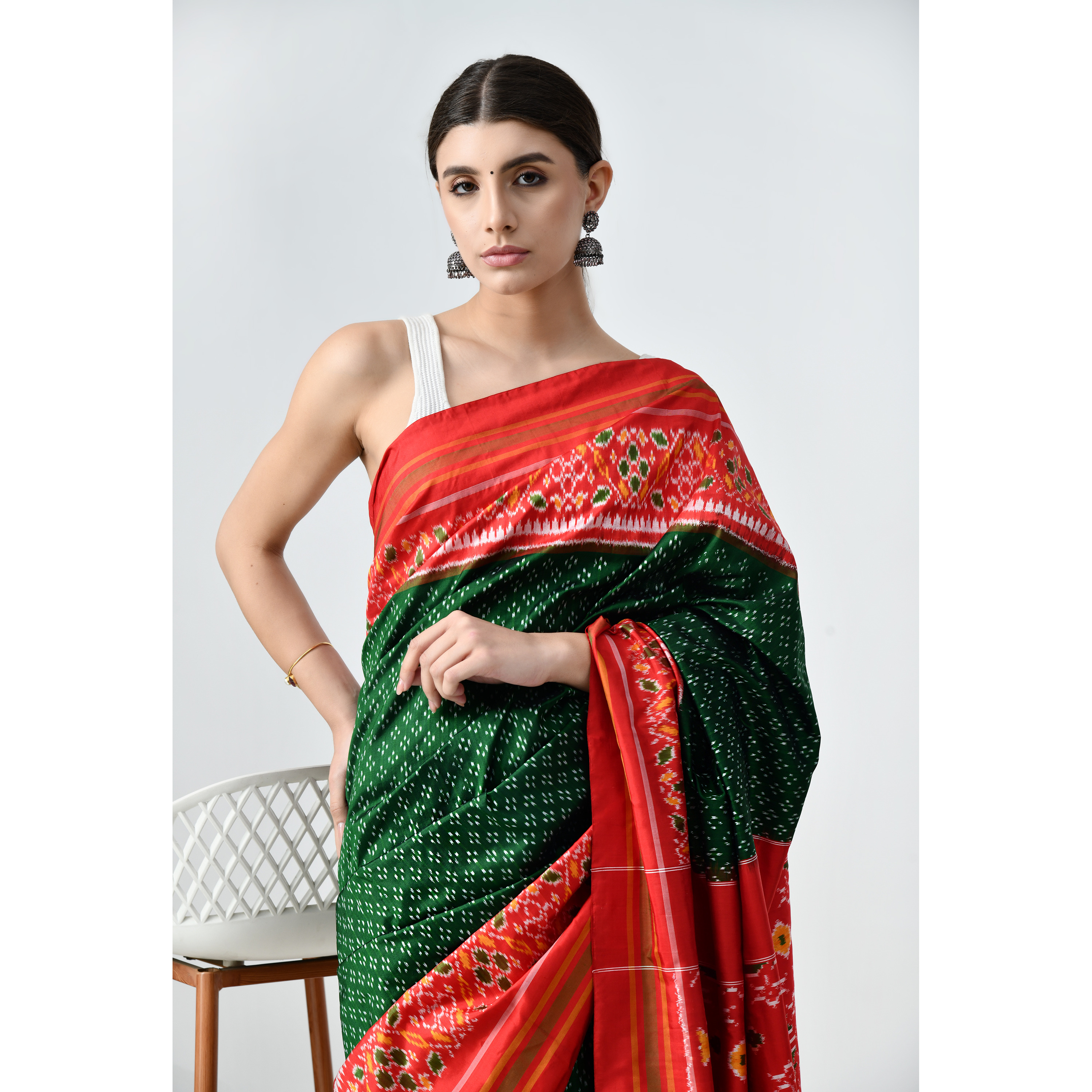 The Weavers Shop By Raavi Ikkat Patola Work Mulberry Silk Saree