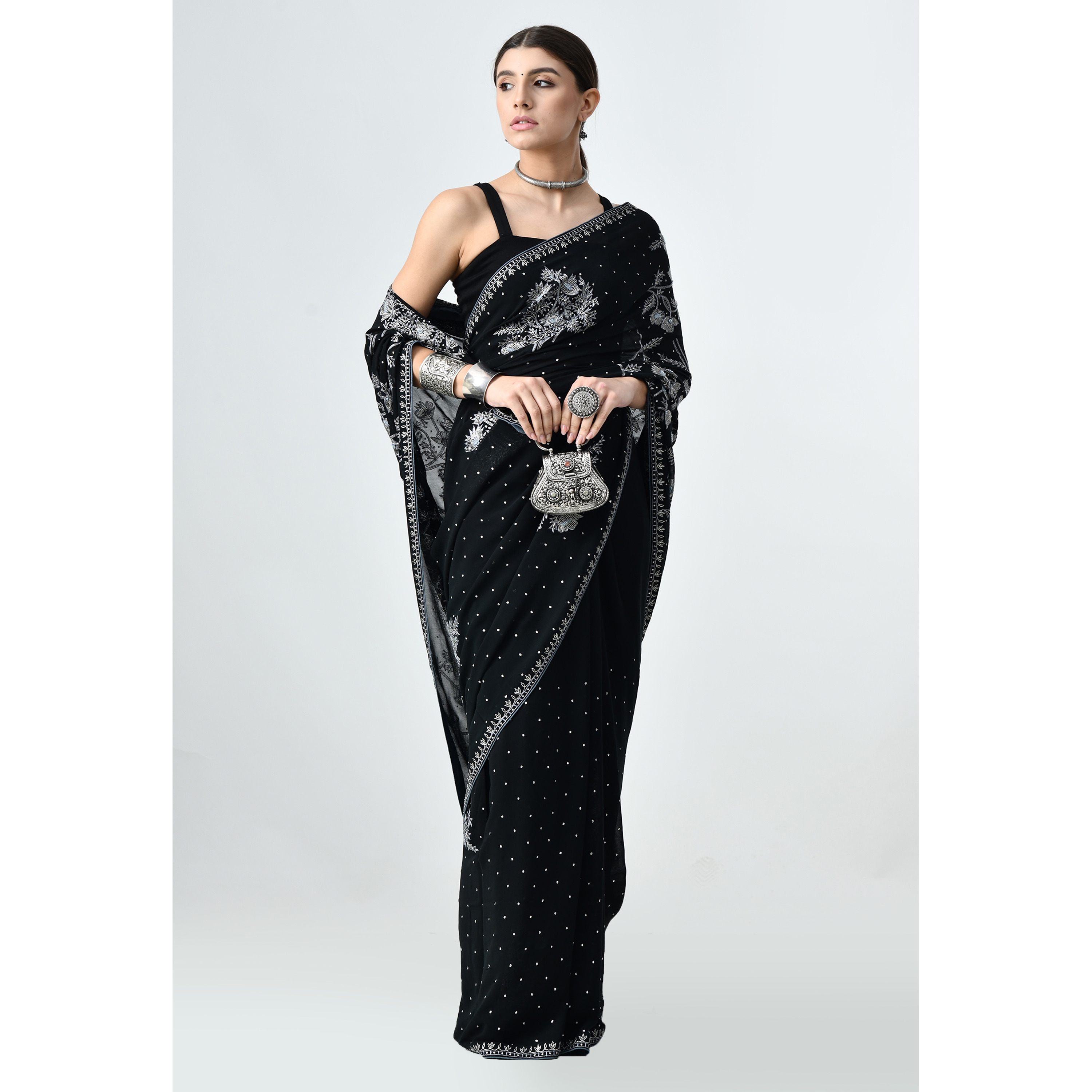 Georgette with Kasab Jaal Tilla Work Saree