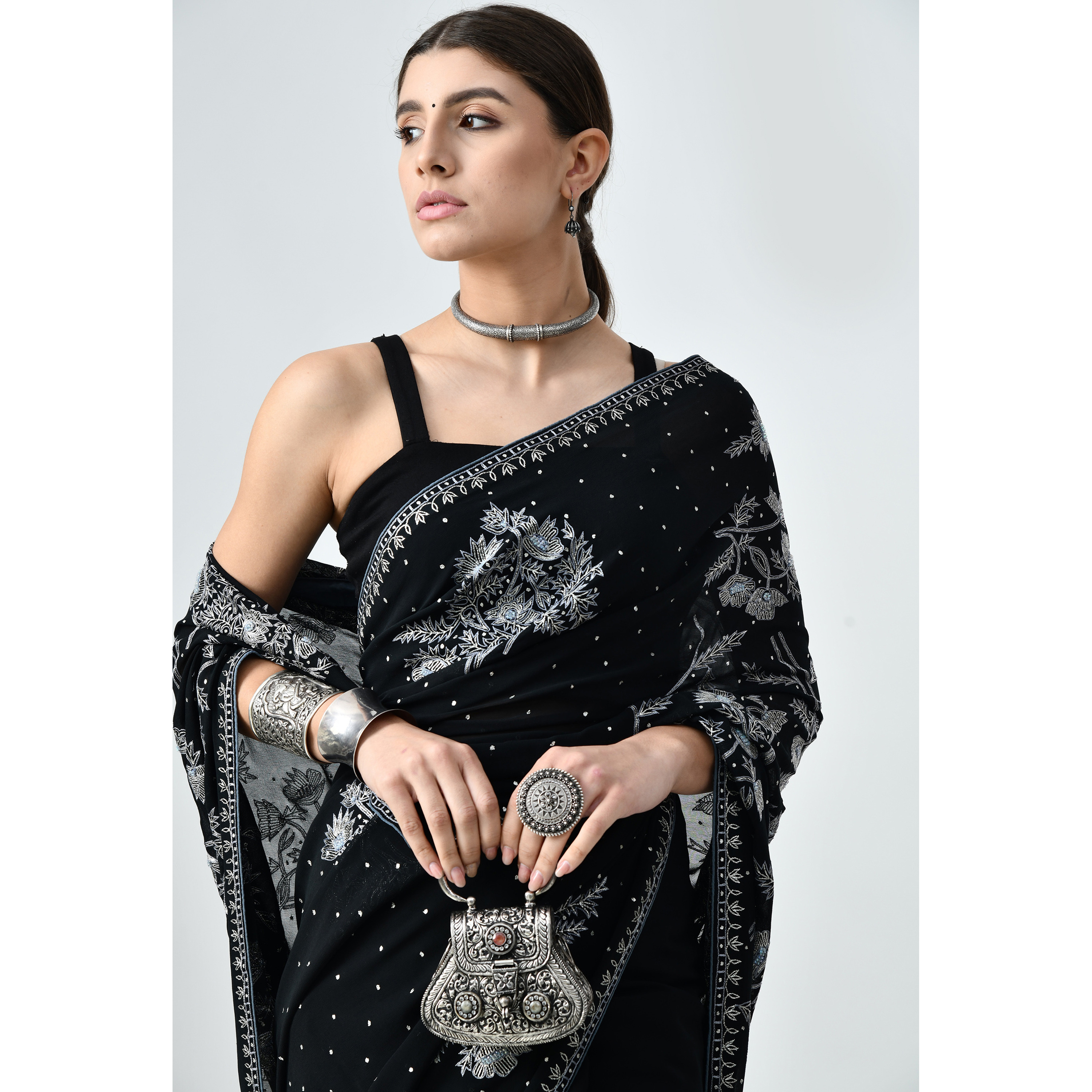 Georgette with Kasab Jaal Tilla Work Saree