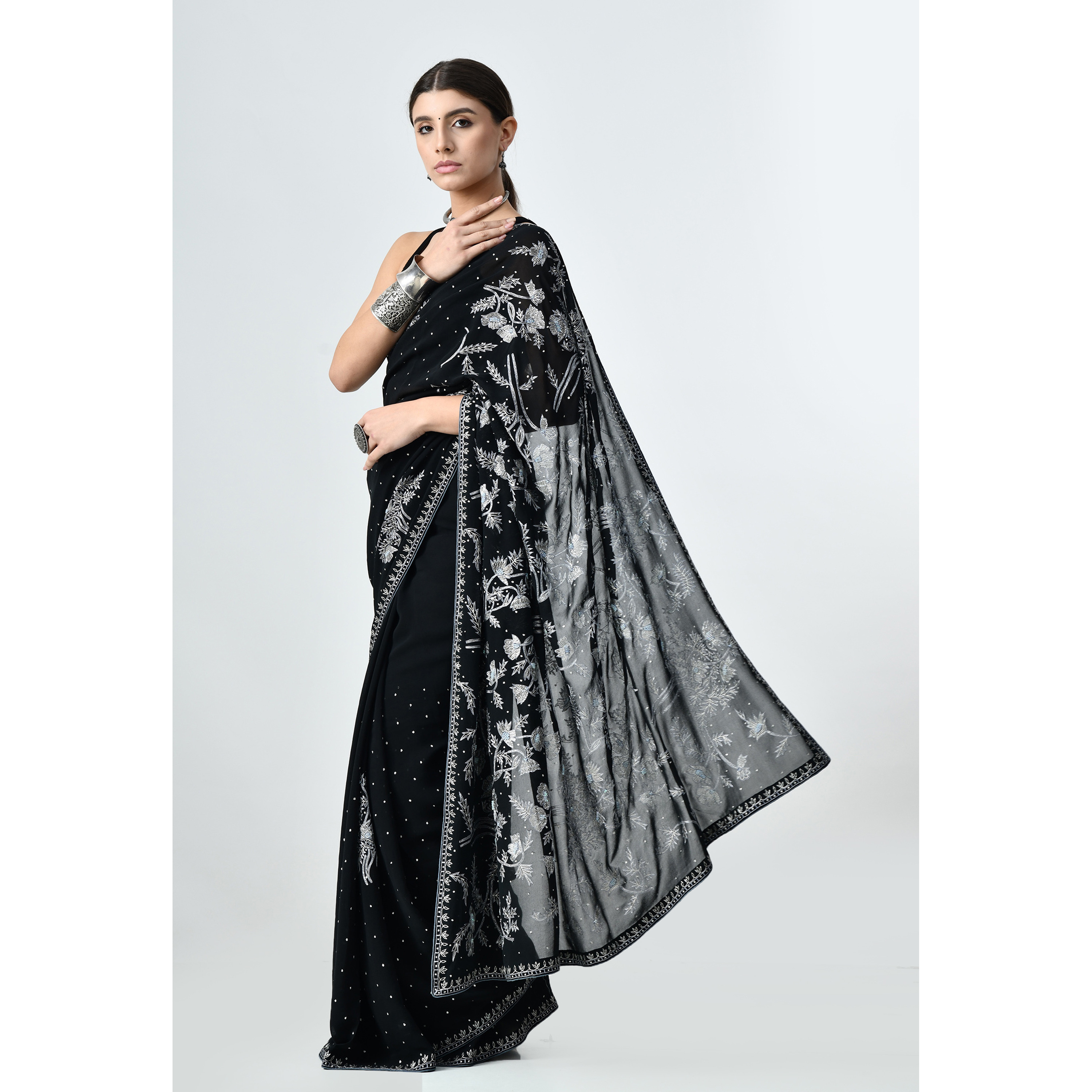 Georgette with Kasab Jaal Tilla Work Saree