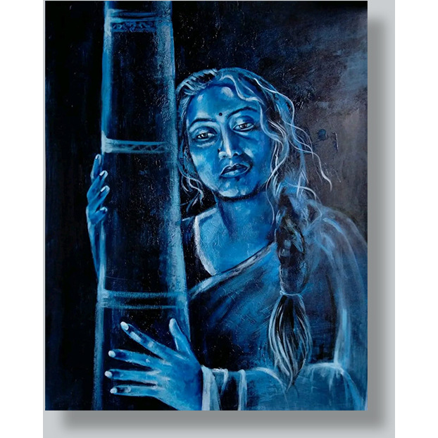Intezar Painting by Nandini Kushwaha | Acrylic on ivory sheet painting  ArtozOn - 26 in x 38 in