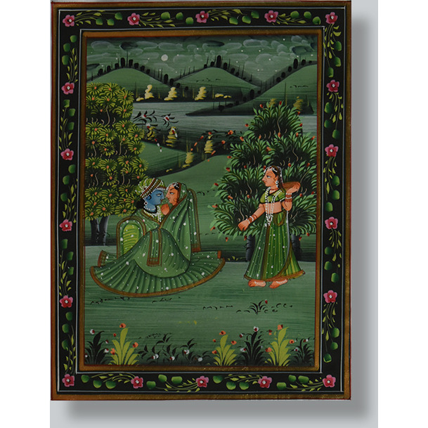 Krishna with gopies Painting by Shubham Gupta | Acrylic on cotton cloth painting  ArtozOn - 27 cm x 34 cm