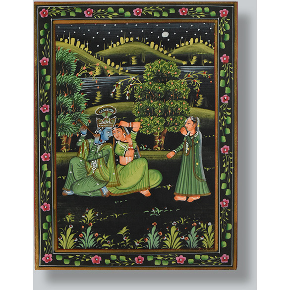 Krishna with gopies Painting by Shubham Gupta | Acrylic on cotton cloth painting  ArtozOn - 27 cm x 34 cm