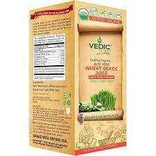 Wheat Grass in Aloe Vera 500 Milliliter USDA Certified Organic Juice by Vedic Juices
