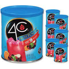 4C Powdered Drink Mix Cannisters | Family Sized Cannister | Thirst Quenching Flavors | 20-28 quarts (Fruit Punch, 6pk)