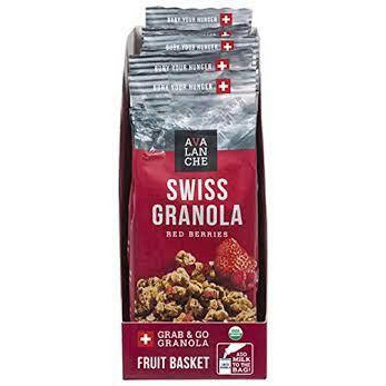 Avalanche Organic Red Berries Swiss Granola, 1.76 Ounce Bag (Pack of 6) Organic, Non-GMO, All Natural, Kosher, Portable Packet of Granola, Convenient Size Snack On The Go, Can Pour in Milk or Yogurt