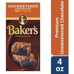 Baker's Baking Chocolate Bar 100% Cacao Unsweetened, 4 Oz (Pack of 12)
