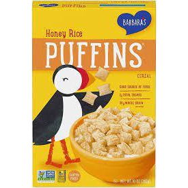 Barbara's Bakery Puffins Cereal, Honey Rice 10 oz(Pack of 4)