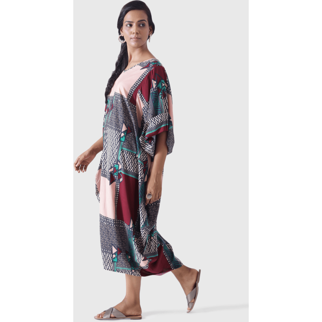 70's KAFTAN (Size L, Color Patchwork Print)