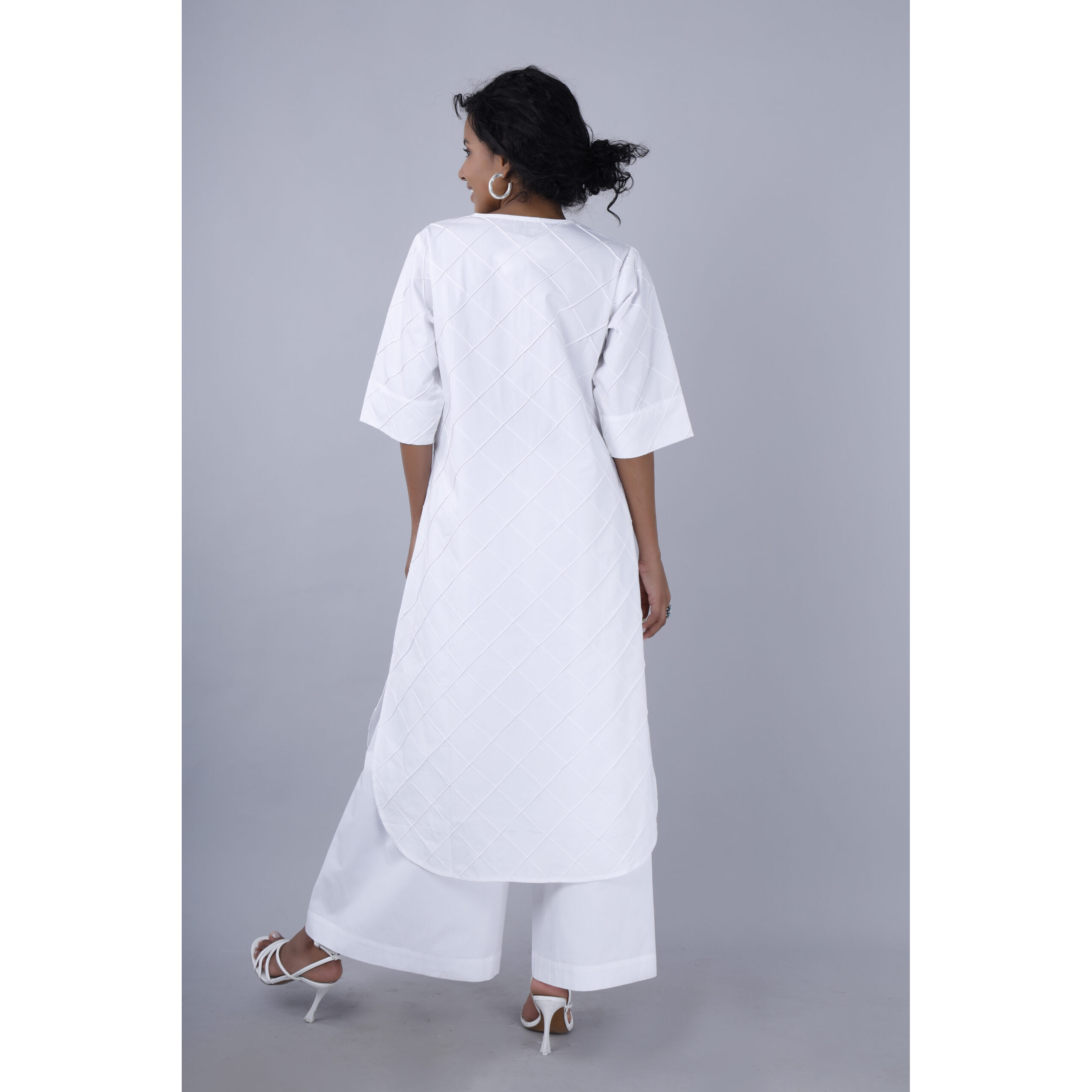 Zoya Pintuck Co-ord Set (Size XXL, Color White)