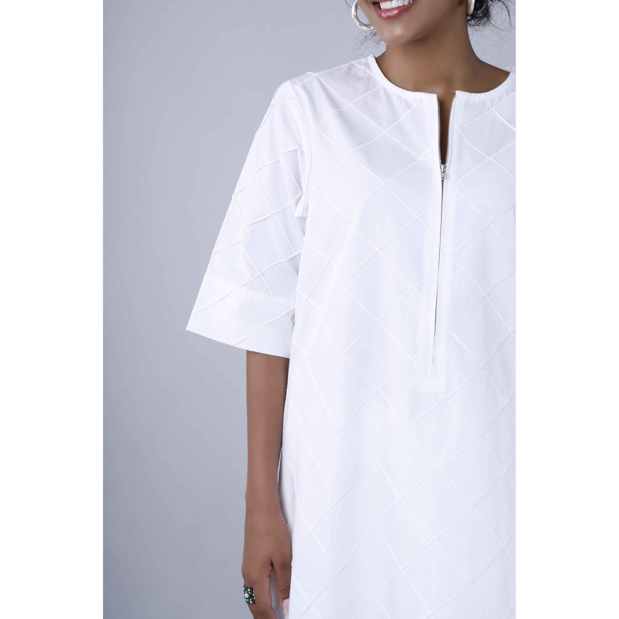 Zoya Pintuck Co-ord Set (Size XXL, Color White)