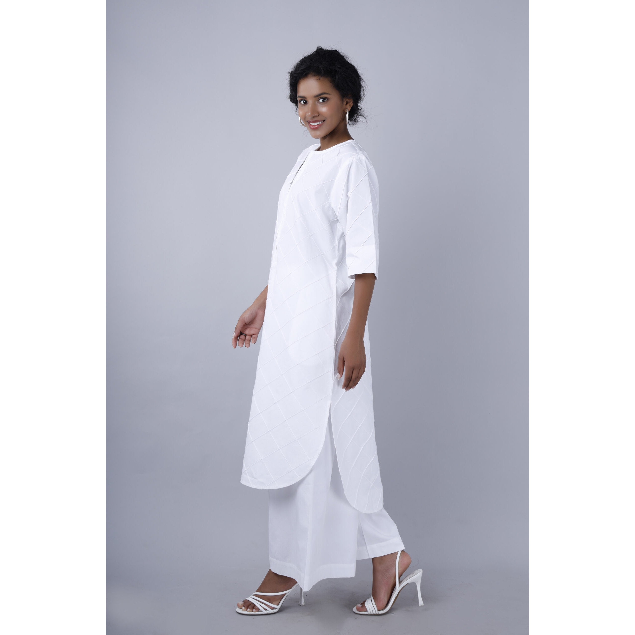 Zoya Pintuck Co-ord Set (Size XXL, Color White)