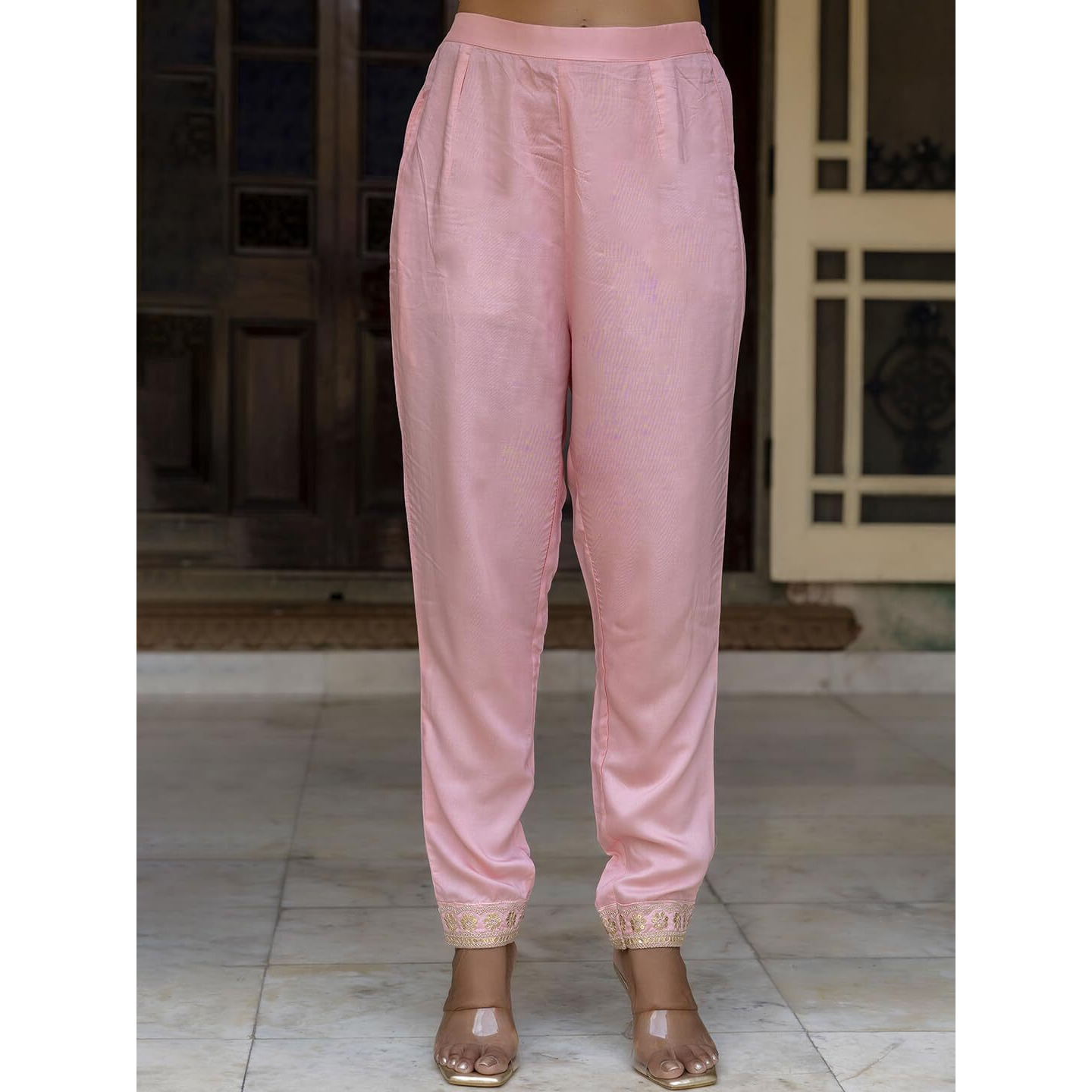 Navlik Womens Viscose Embroidered Straight Kurta with Pant and Dupatta Sets (NK2-450) (Size Small, Color Pink)