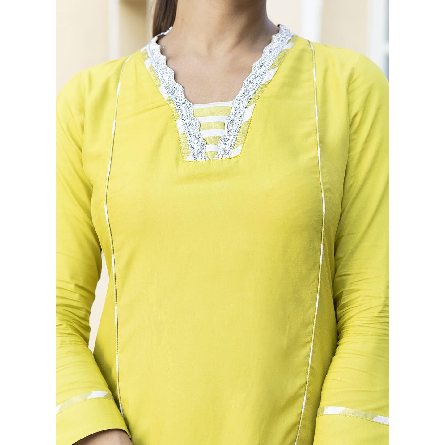 Navlik Women's Viscose Embroidered Straight Kurta with Pant and Dupatta Sets (NK-447) (Size Small, Color Lemon)