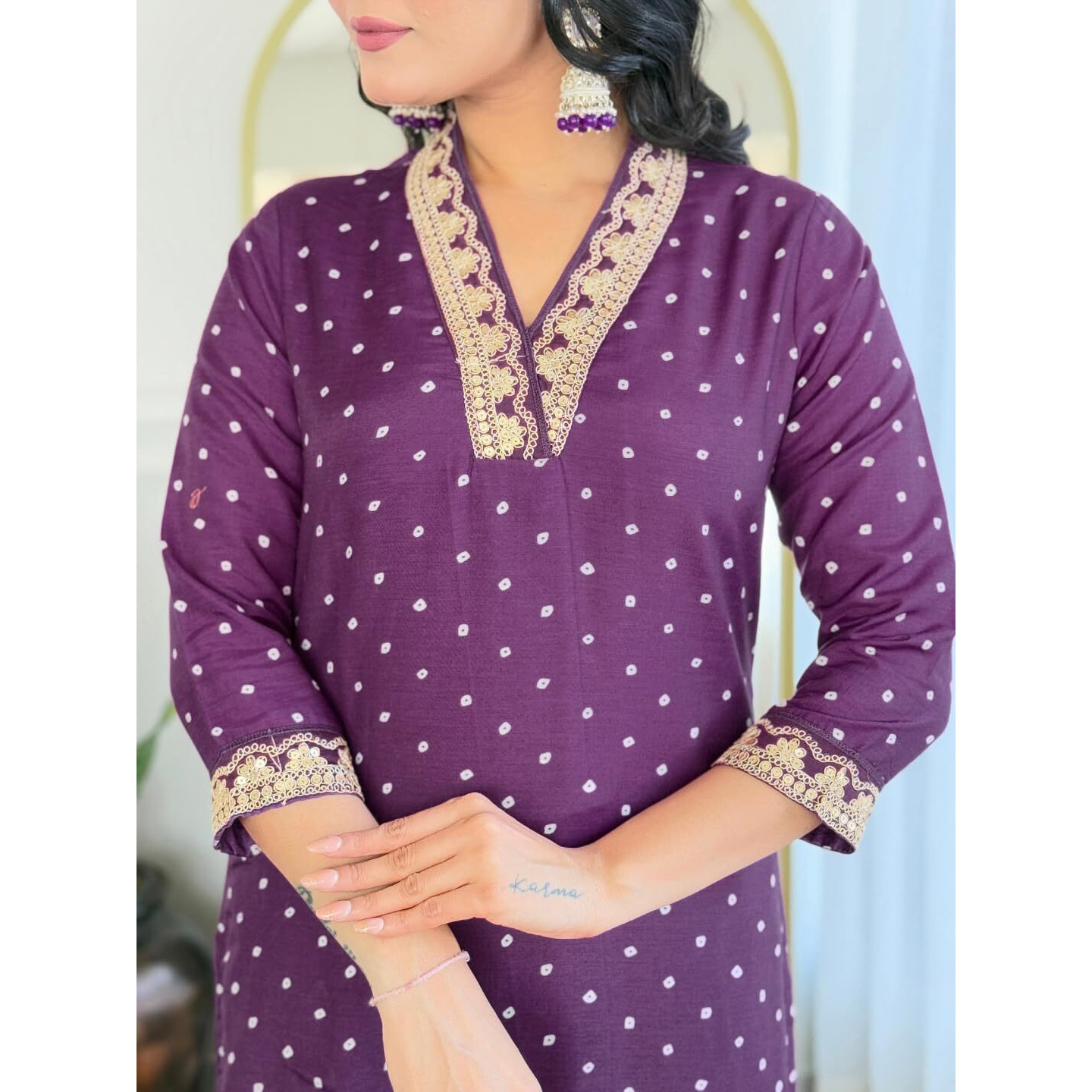 Navlik Women's Vichitra Silk Embroidered Straight Kurta with Pant and Dupatta Sets (NK-470) (Size Small, Color Wine)