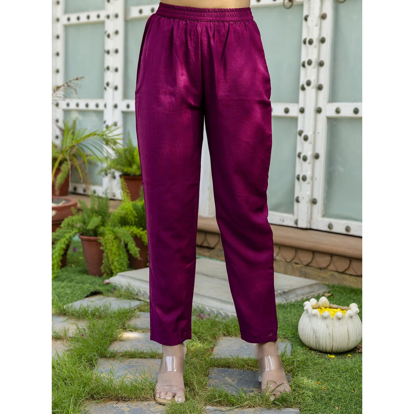 Navlik Women's Rayon Slub Embroidered Straight Kurta with Pant And Dupatta Sets (NK-554) (Size Small, Color Wine)