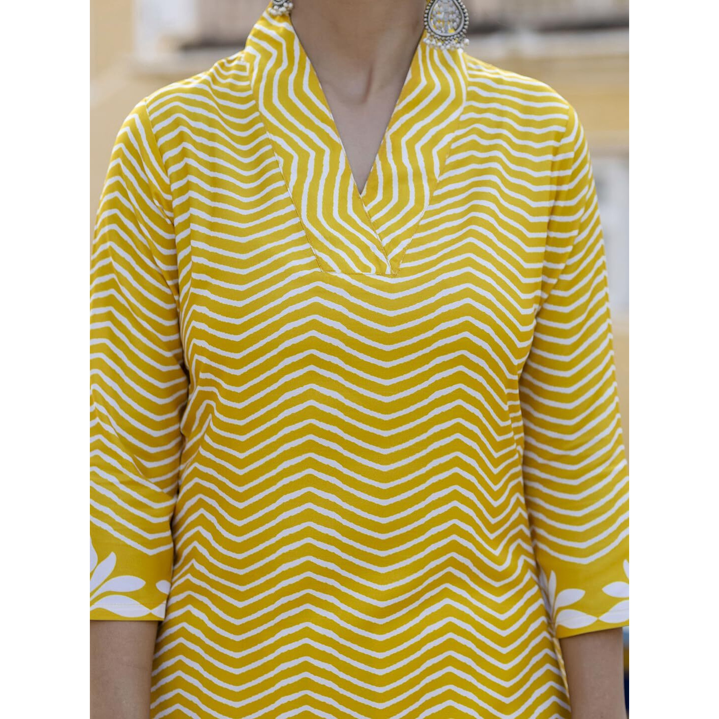 Navlik Women's Rayon Printed Straight Kurta with Pant and Dupatta Sets (NK-558) (Size Medium, Color Yellow)