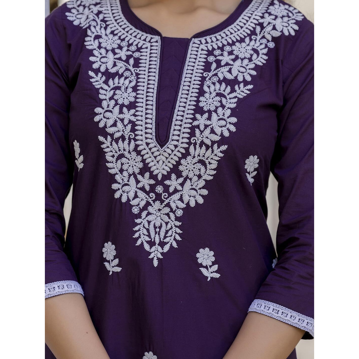 Navlik Women's Cotton Embroidered Straight Kurta with and Dupatta Sets (NK-691) (Size XXX-Large, Color Violate)
