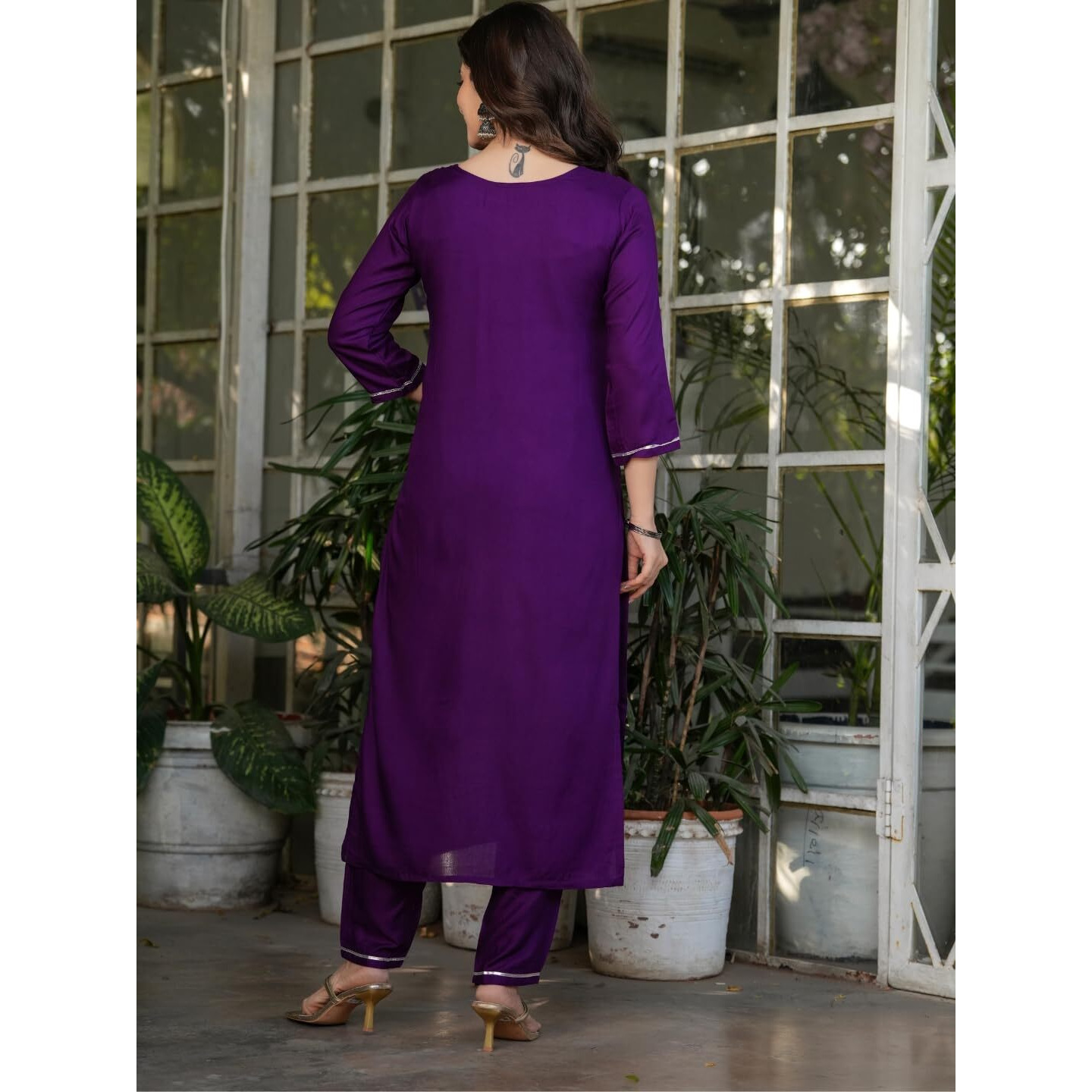 Navlik Women's Rayon Embroidered Straight Kurta with Pant And Dupatta Sets (MV-612) (Size XX-Large, Color Wine)
