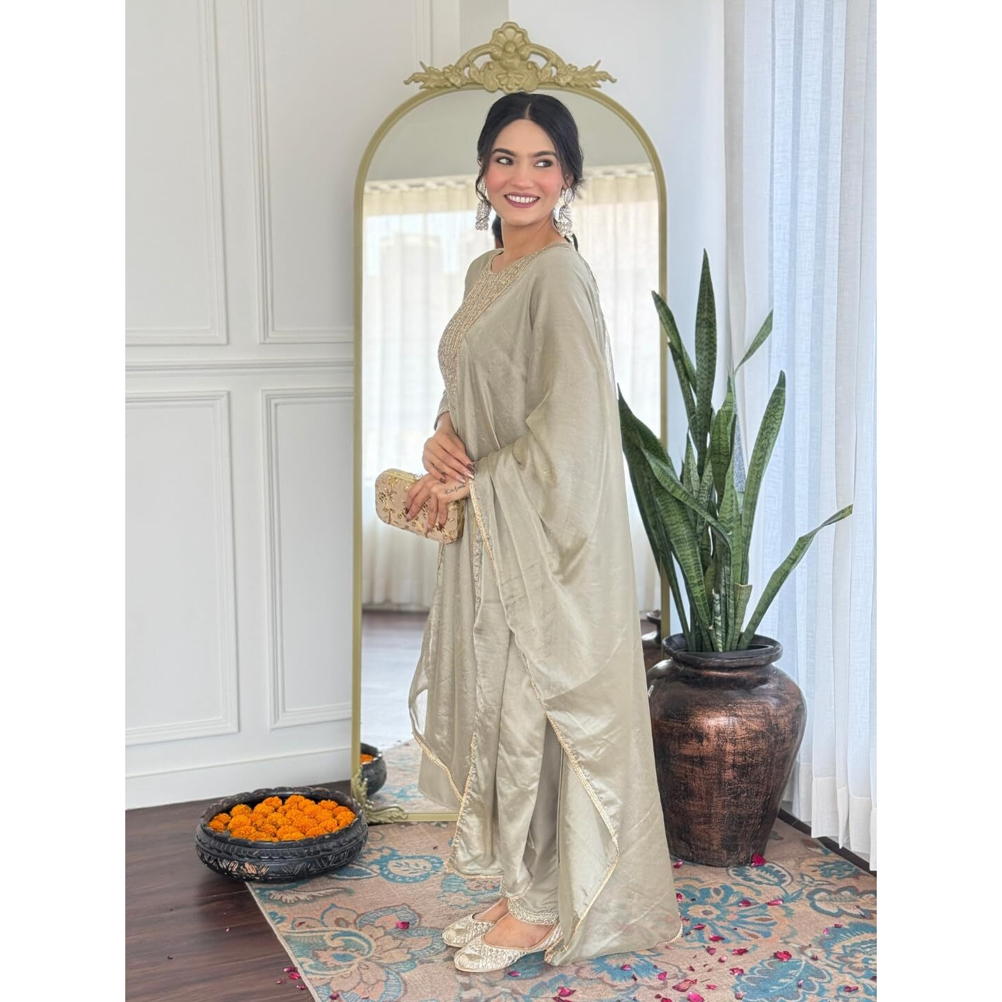 Navlik Women's Rayon Embroidered Straight Kurta with Rayon Pant And Chinon Dyed Dupatta Sets (MV-629) (Size Small, Color Pista)