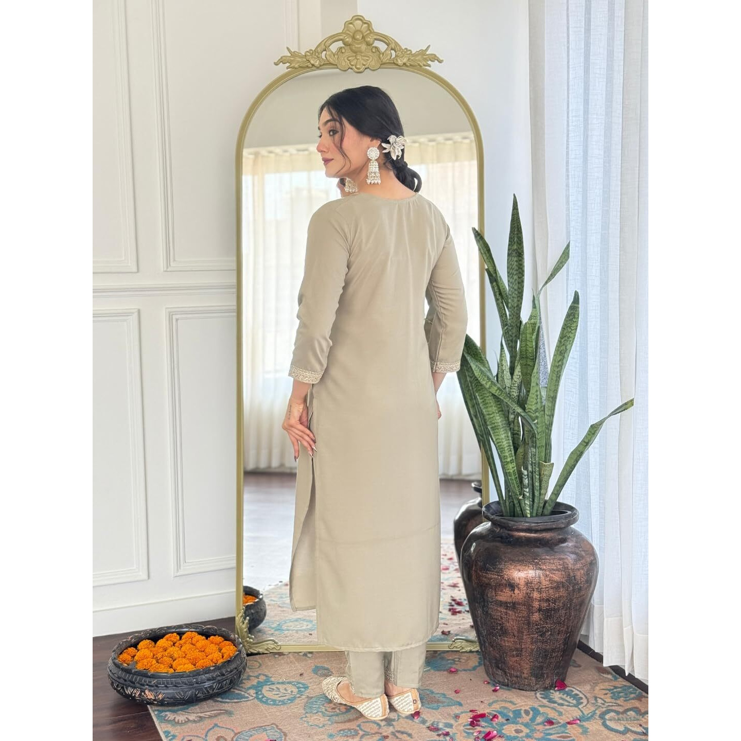 Navlik Women's Rayon Embroidered Straight Kurta with Rayon Pant And Chinon Dyed Dupatta Sets (MV-629) (Size Small, Color Pista)