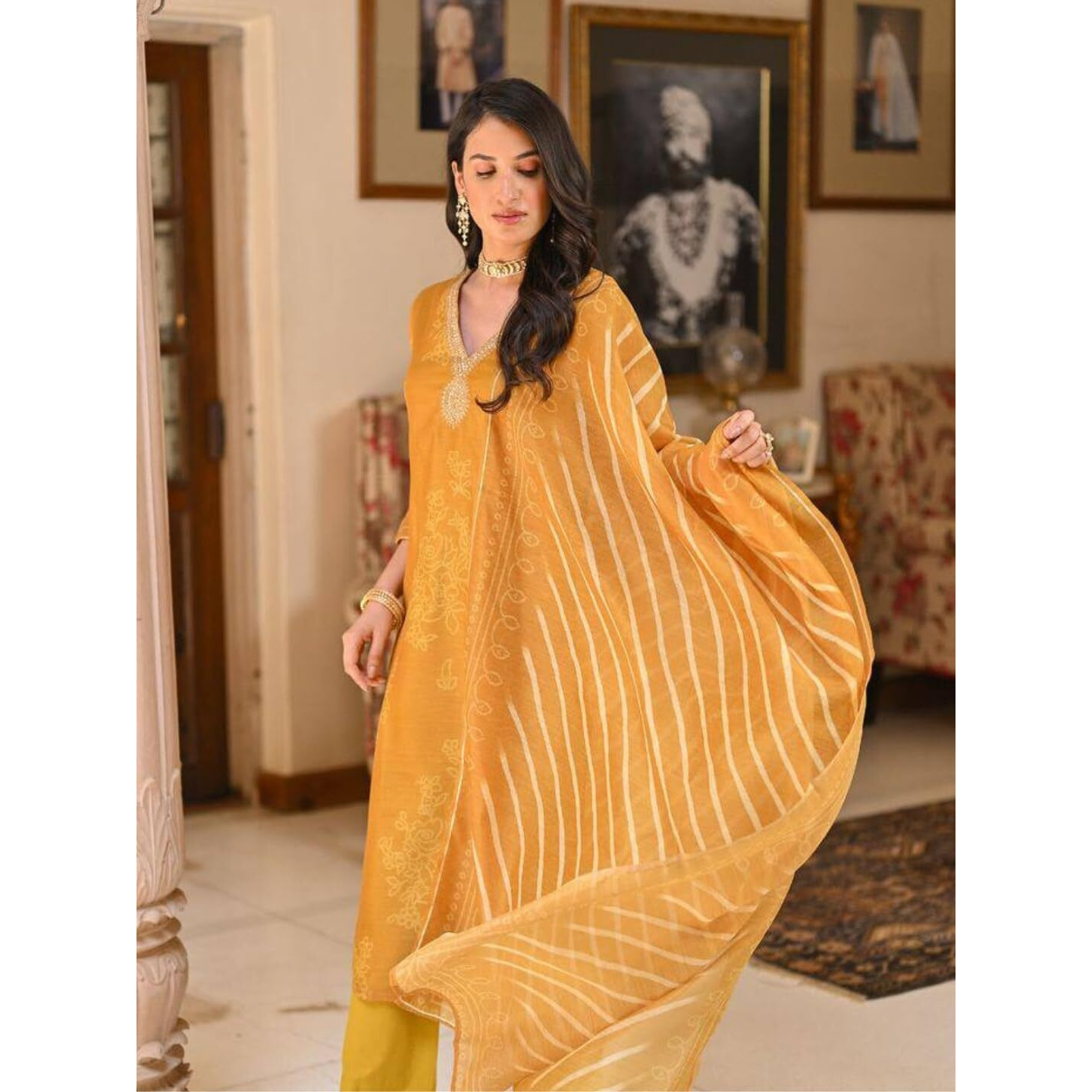 Navlik Women's Rayon Embroidery Printed Straight Kurta with Pant and Dupatta Sets (S-Nora) (Size Small, Color Orange)