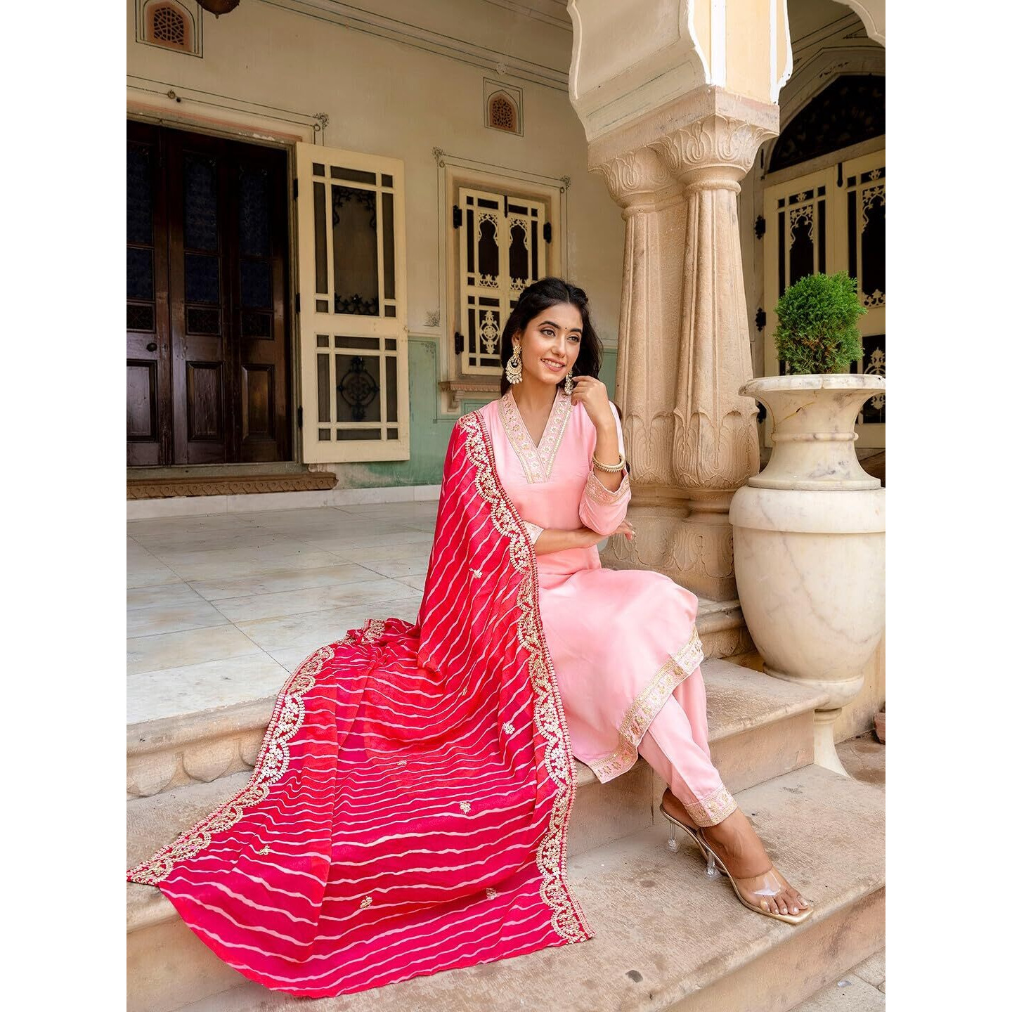 Navlik Womens Viscose Embroidered Straight Kurta with Pant and Dupatta Sets (NK2-450)
