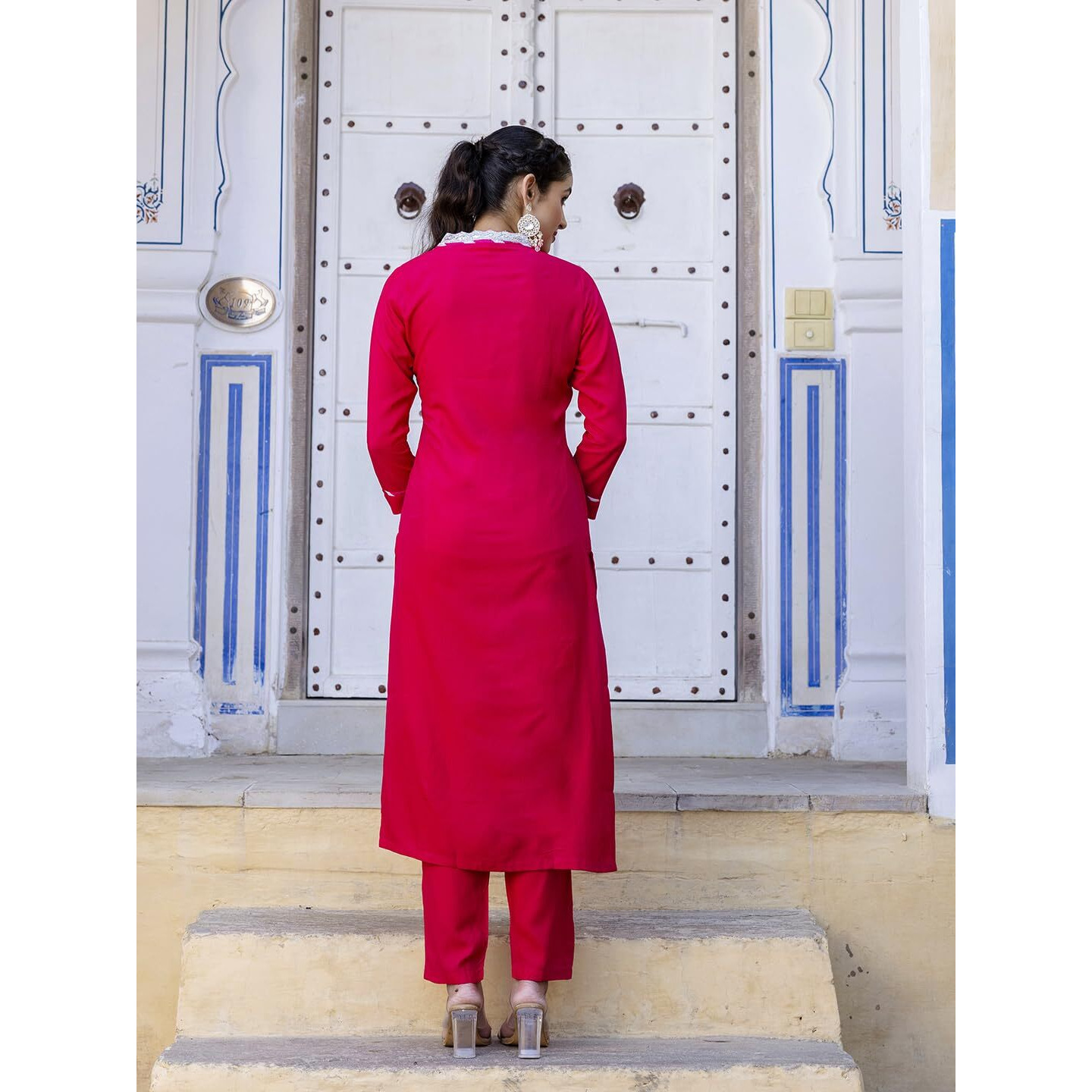 Navlik Women's Viscose Embroidered Straight Kurta with Pant and Dupatta Sets (NK-447)