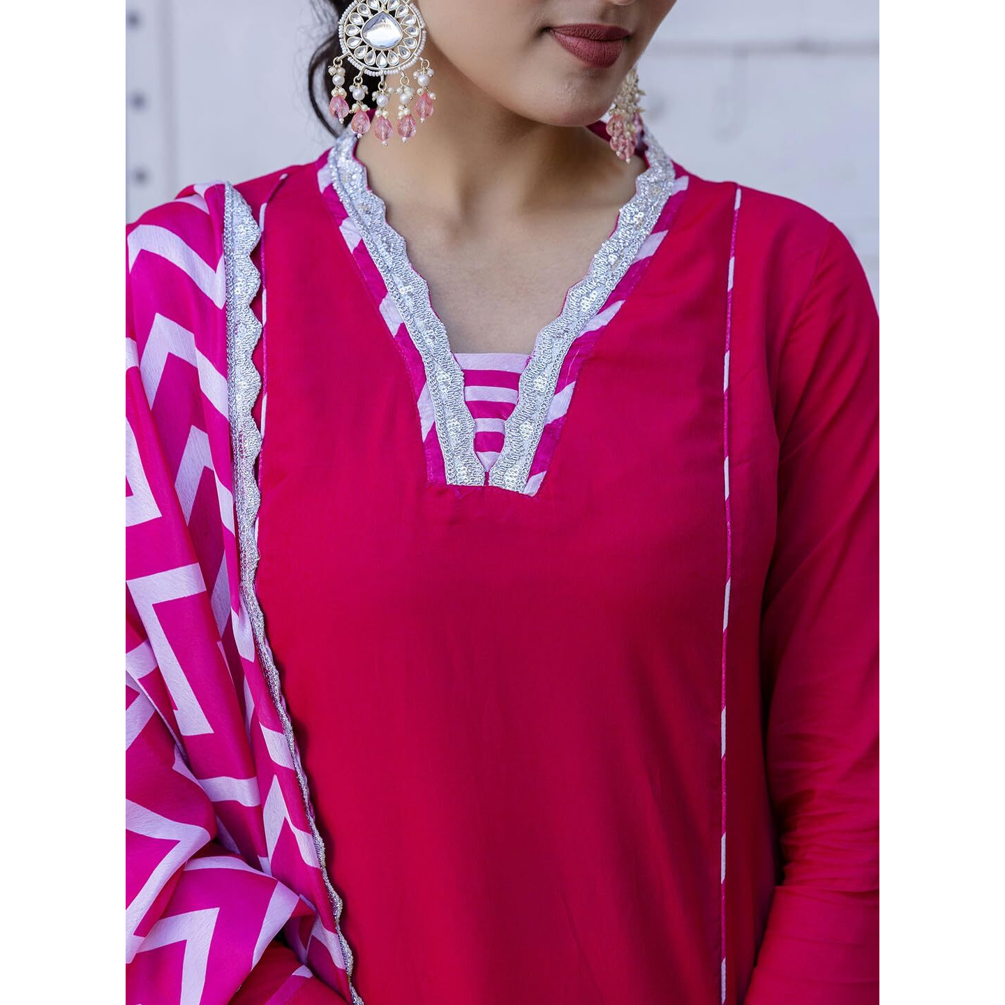 Navlik Women's Viscose Embroidered Straight Kurta with Pant and Dupatta Sets (NK-447)