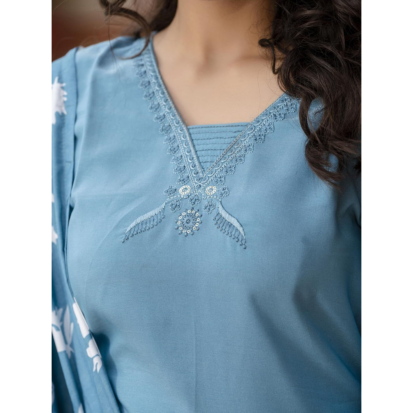 Navlik Women's Viscose Embroidered Straight Kurta with Pant and Dupatta Sets (NK-448)