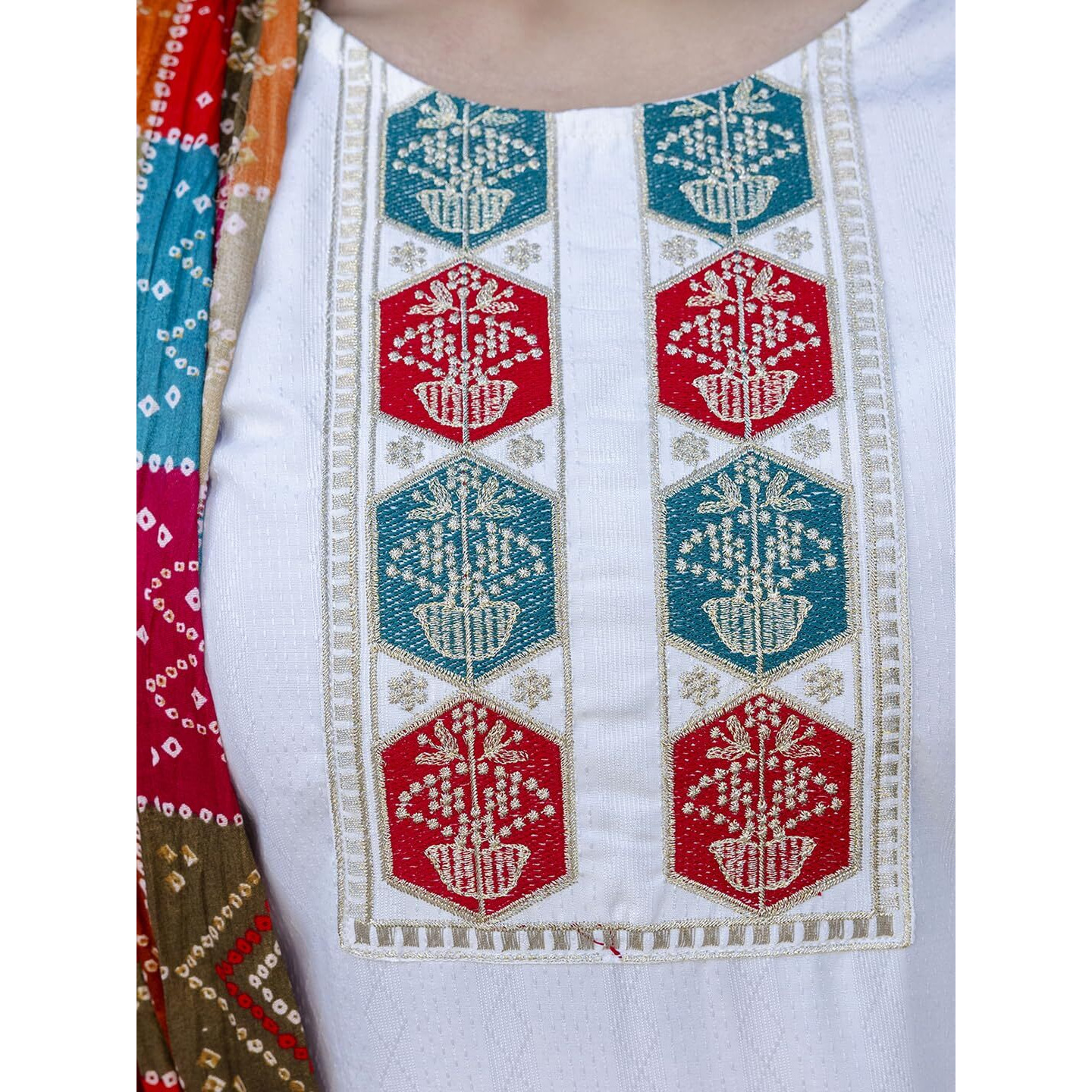 Navlik Women's Viscose Embroidered Straight Kurta with Pant and Dupatta Sets (NK-488)