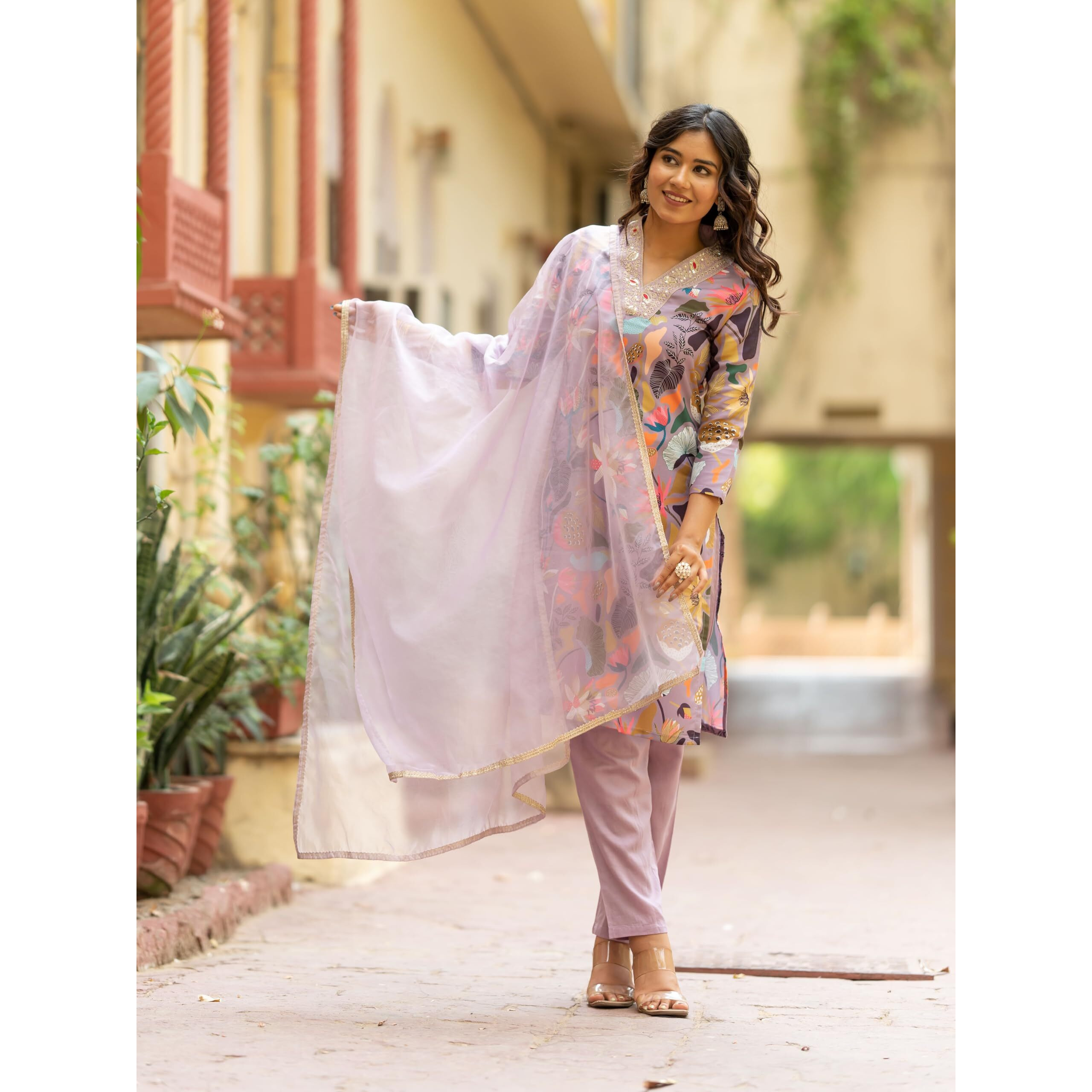 Navlik Women's Rayon Embroidered and Printed Straight Kurta with Pant And Dupatta Sets (NK-501)
