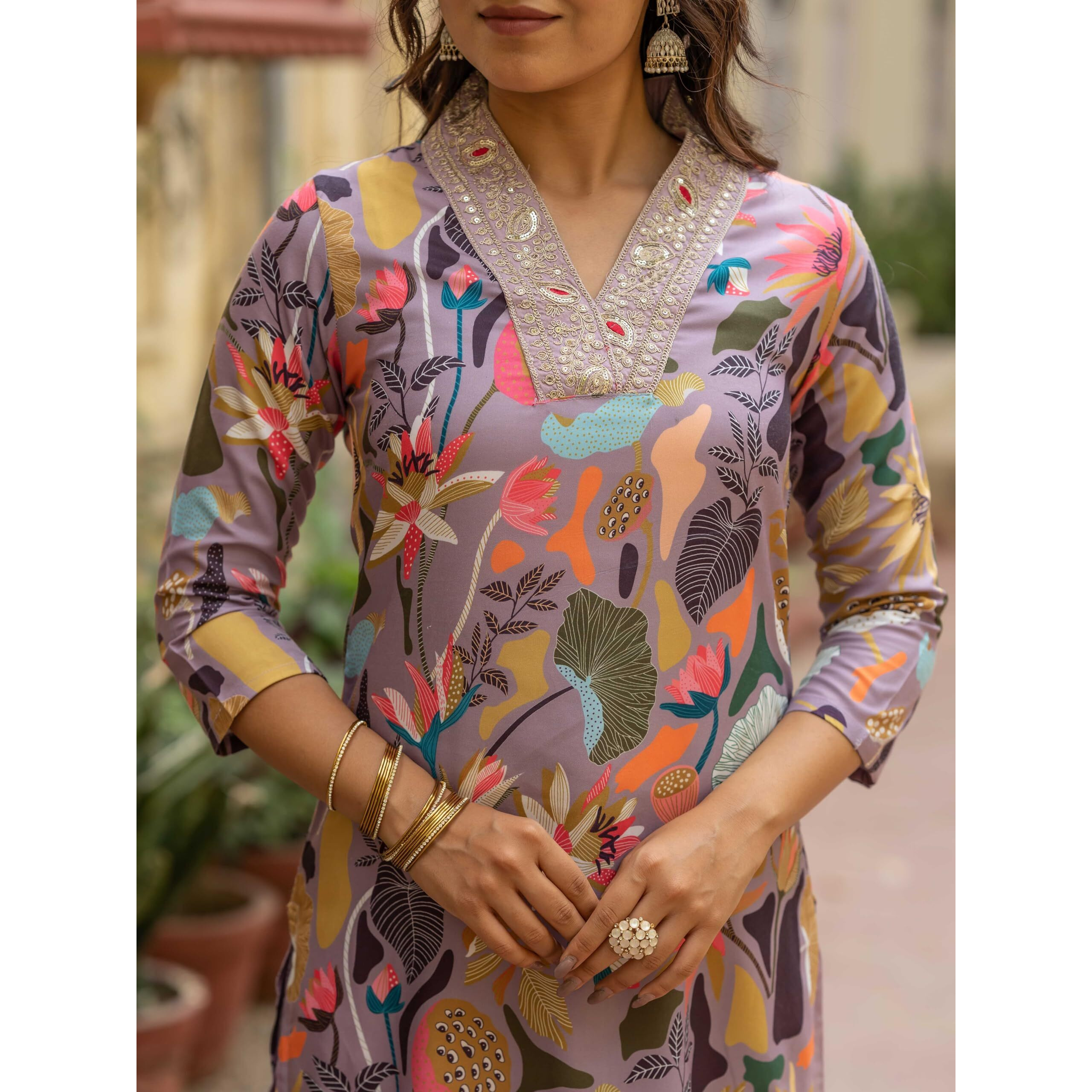 Navlik Women's Rayon Embroidered and Printed Straight Kurta with Pant And Dupatta Sets (NK-501)